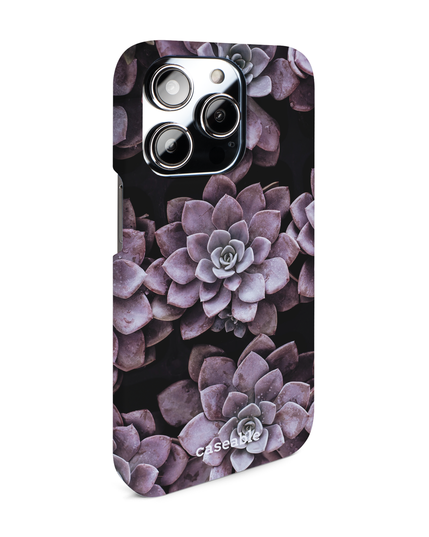 Purple Succulents Hardcase Handyhülle für Apple iPhone 14 Pro: Seitenansicht links