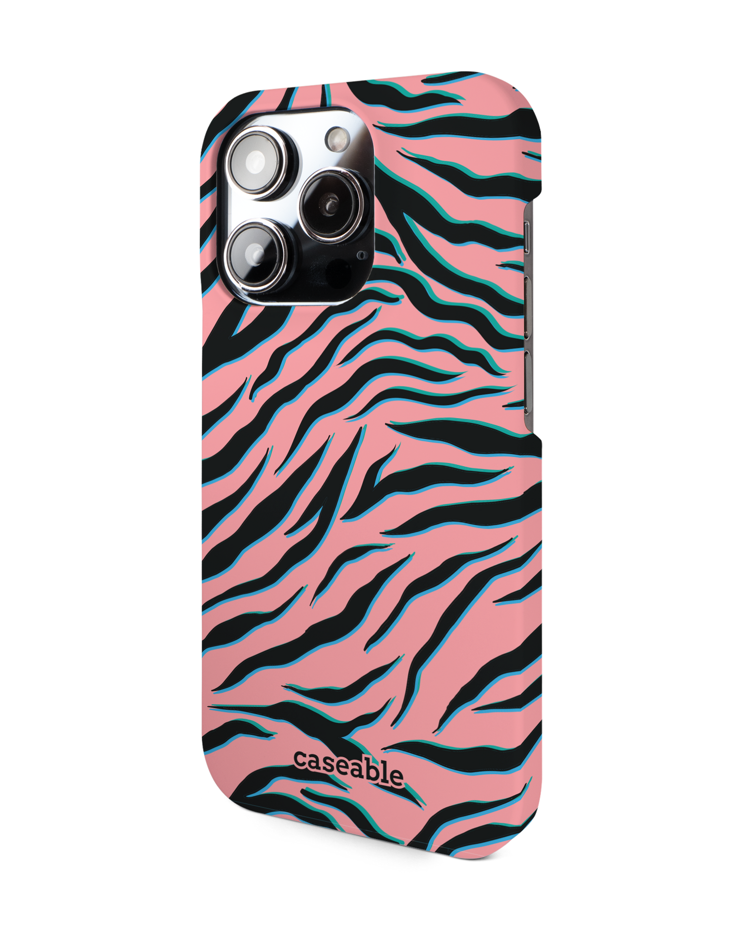 Pink Zebra Hardcase Handyhülle für Apple iPhone 14 Pro: Seitenansicht rechts