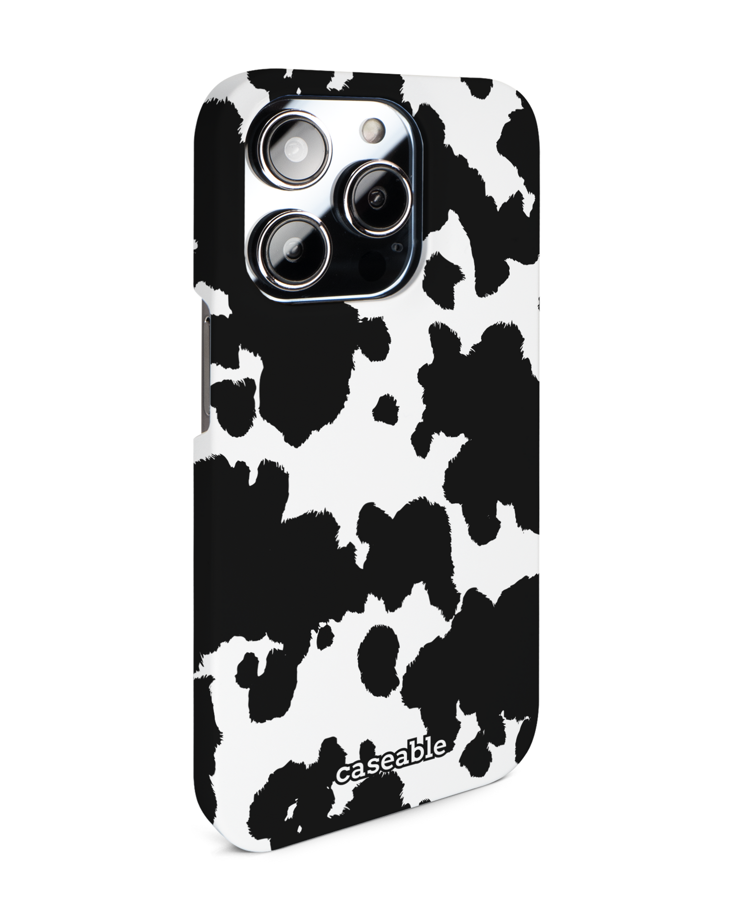 Cow Print Hardcase Handyhülle für Apple iPhone 14 Pro: Seitenansicht links