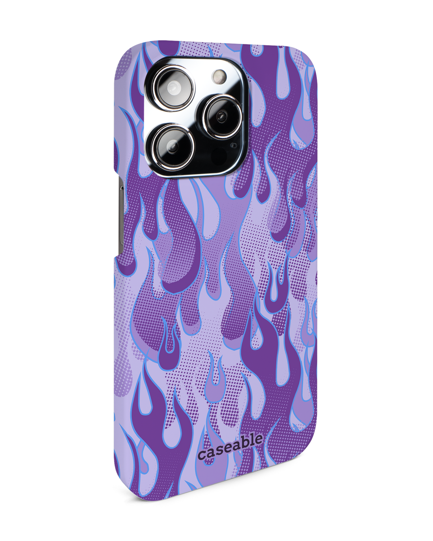 Purple Flames Hardcase Handyhülle für Apple iPhone 14 Pro: Seitenansicht links