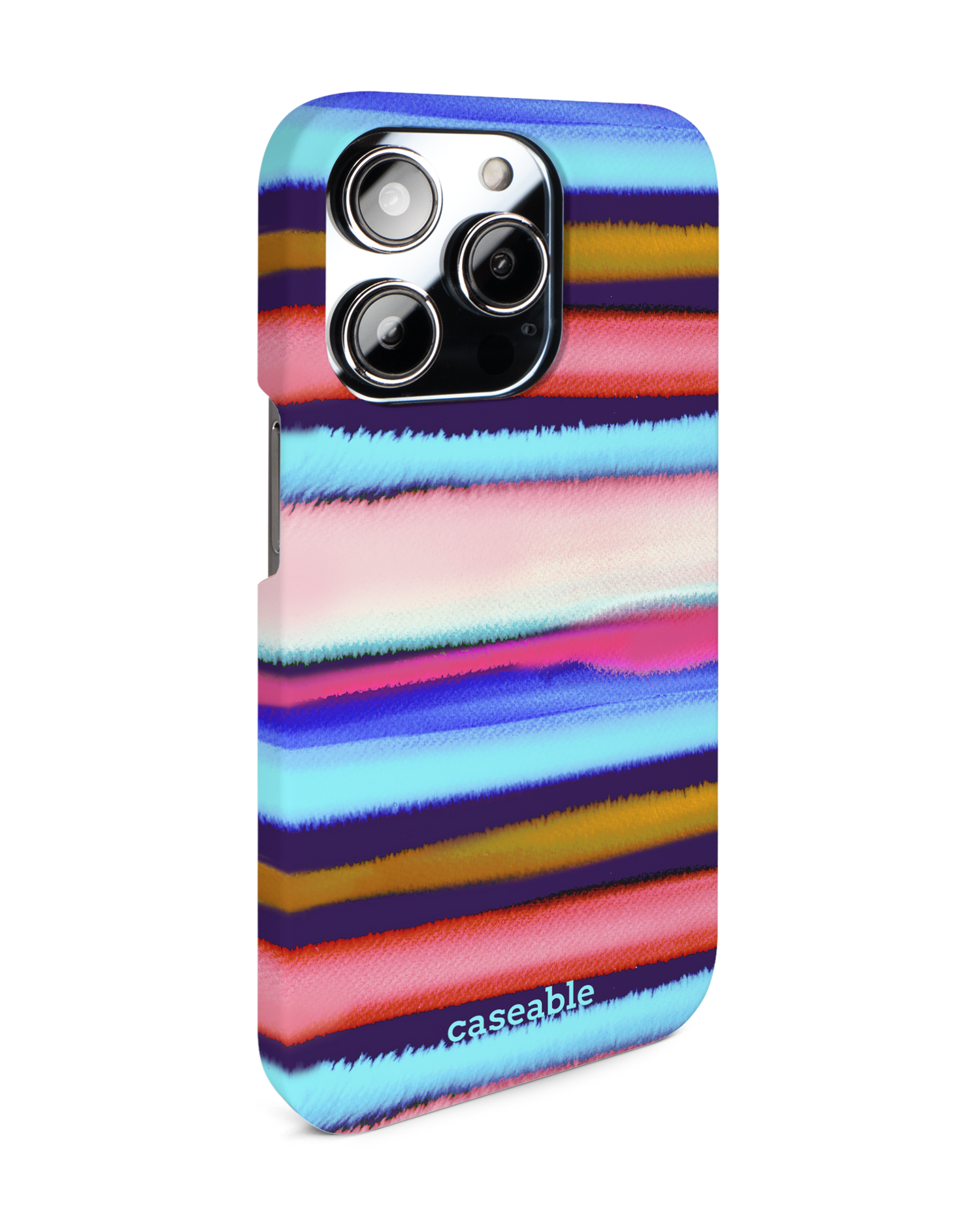 Watercolor Stripes Hardcase Handyhülle für Apple iPhone 14 Pro: Seitenansicht links