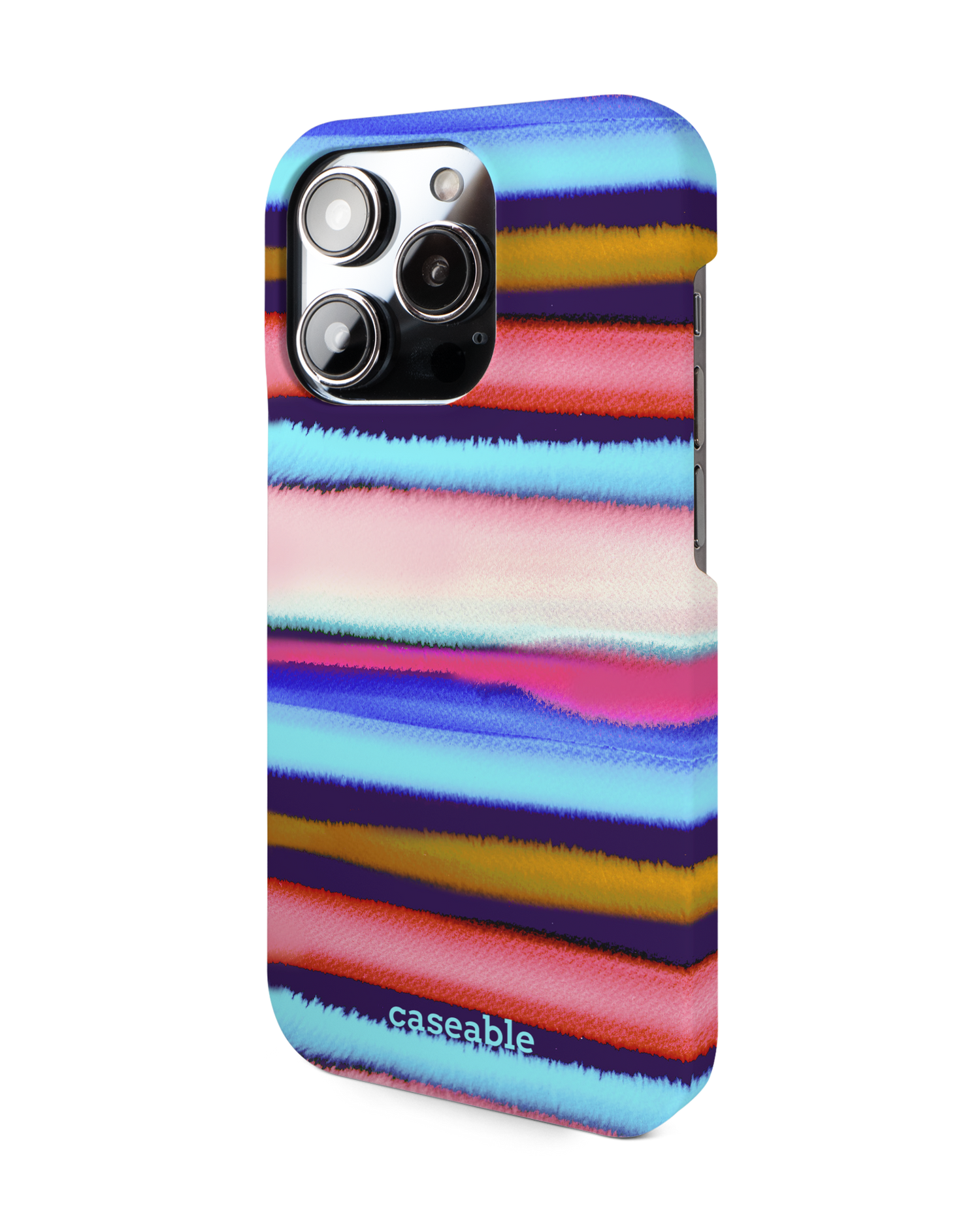 Watercolor Stripes Hardcase Handyhülle für Apple iPhone 14 Pro: Seitenansicht rechts