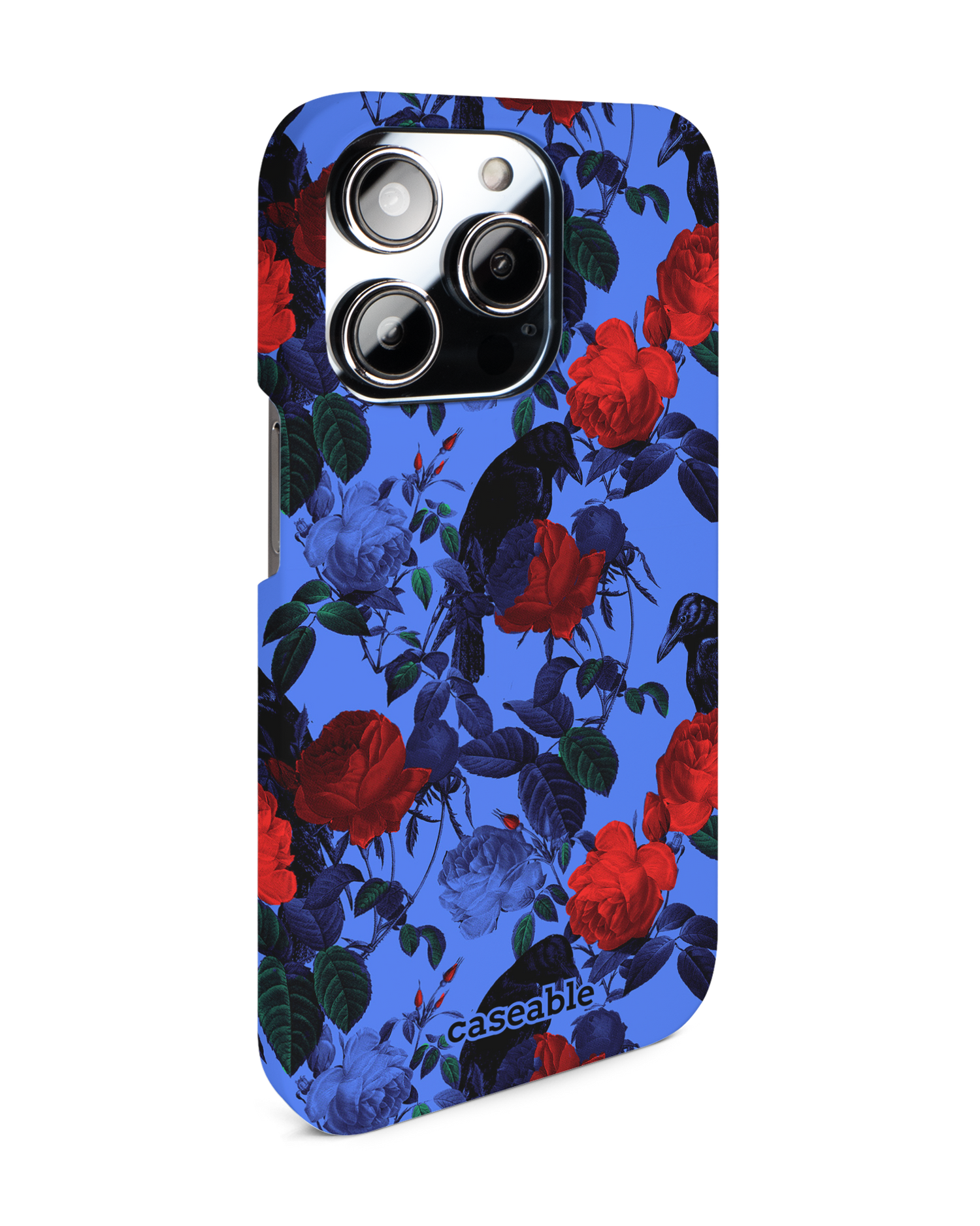 Roses And Ravens Hardcase Handyhülle für Apple iPhone 14 Pro: Seitenansicht links