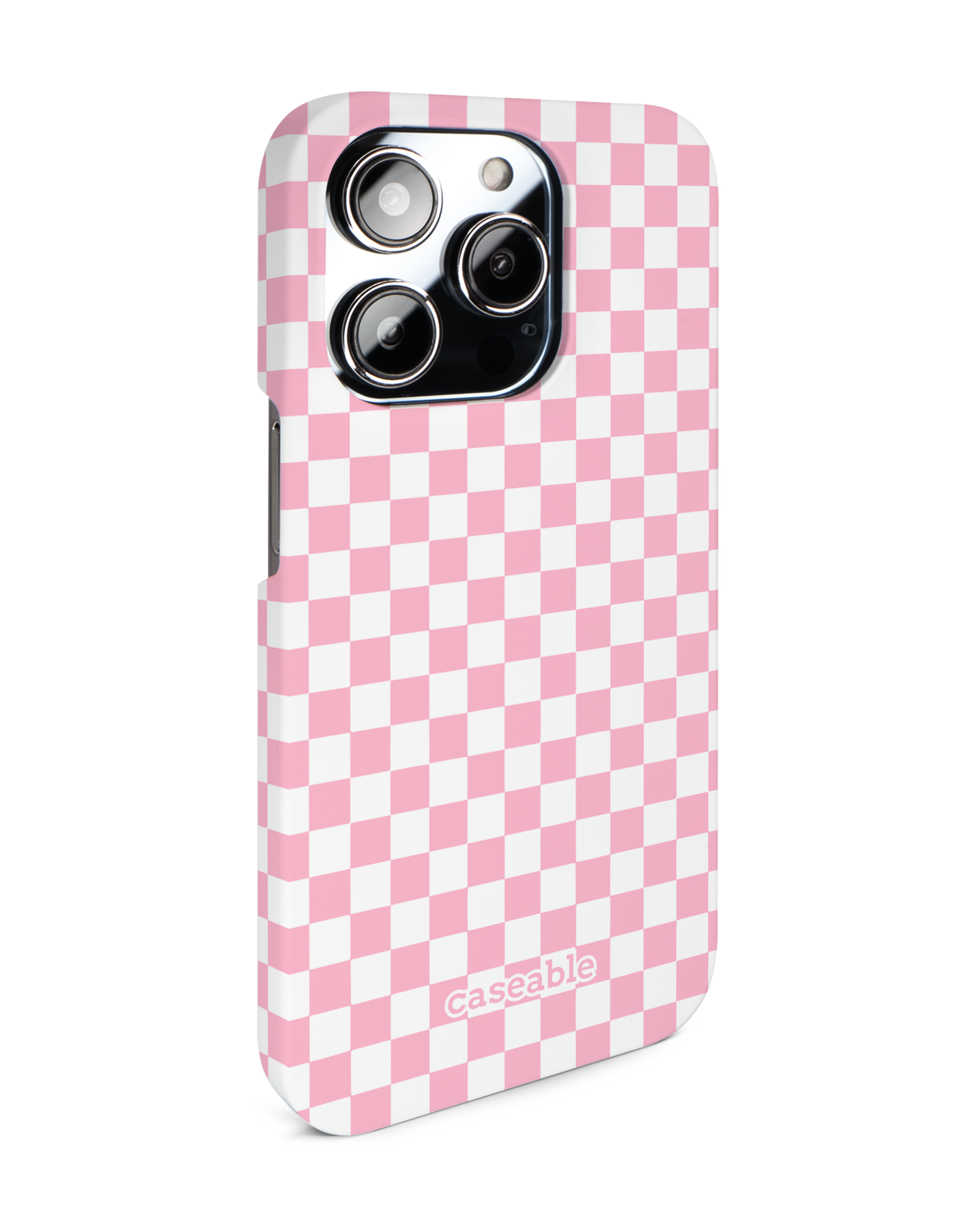 Pink Checkerboard Hardcase Handyhülle für Apple iPhone 14 Pro: Seitenansicht links