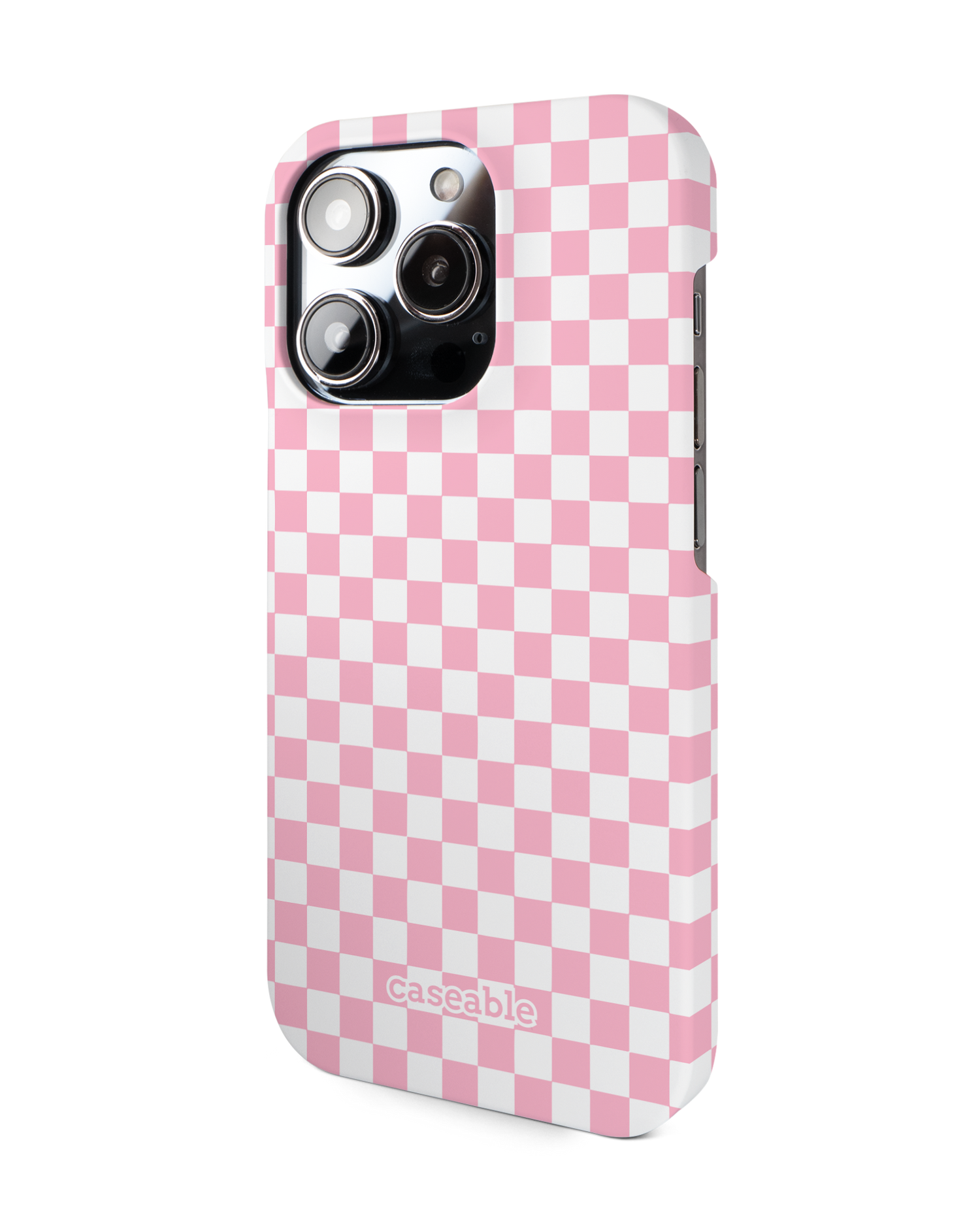 Pink Checkerboard Hardcase Handyhülle für Apple iPhone 14 Pro: Seitenansicht rechts