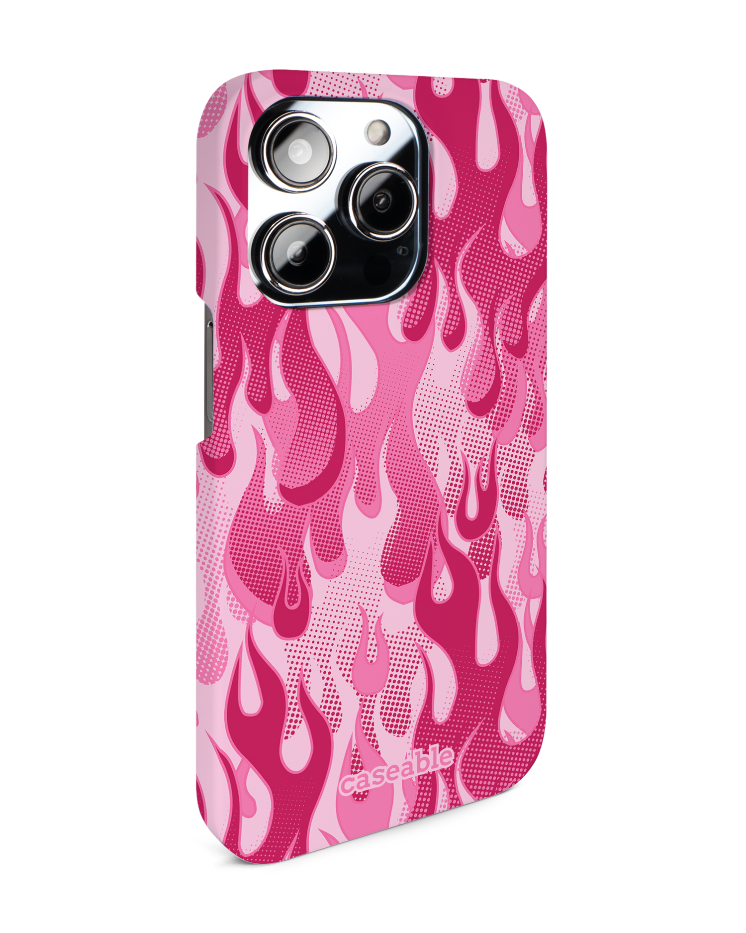 Pink Flames Hardcase Handyhülle für Apple iPhone 14 Pro: Seitenansicht links