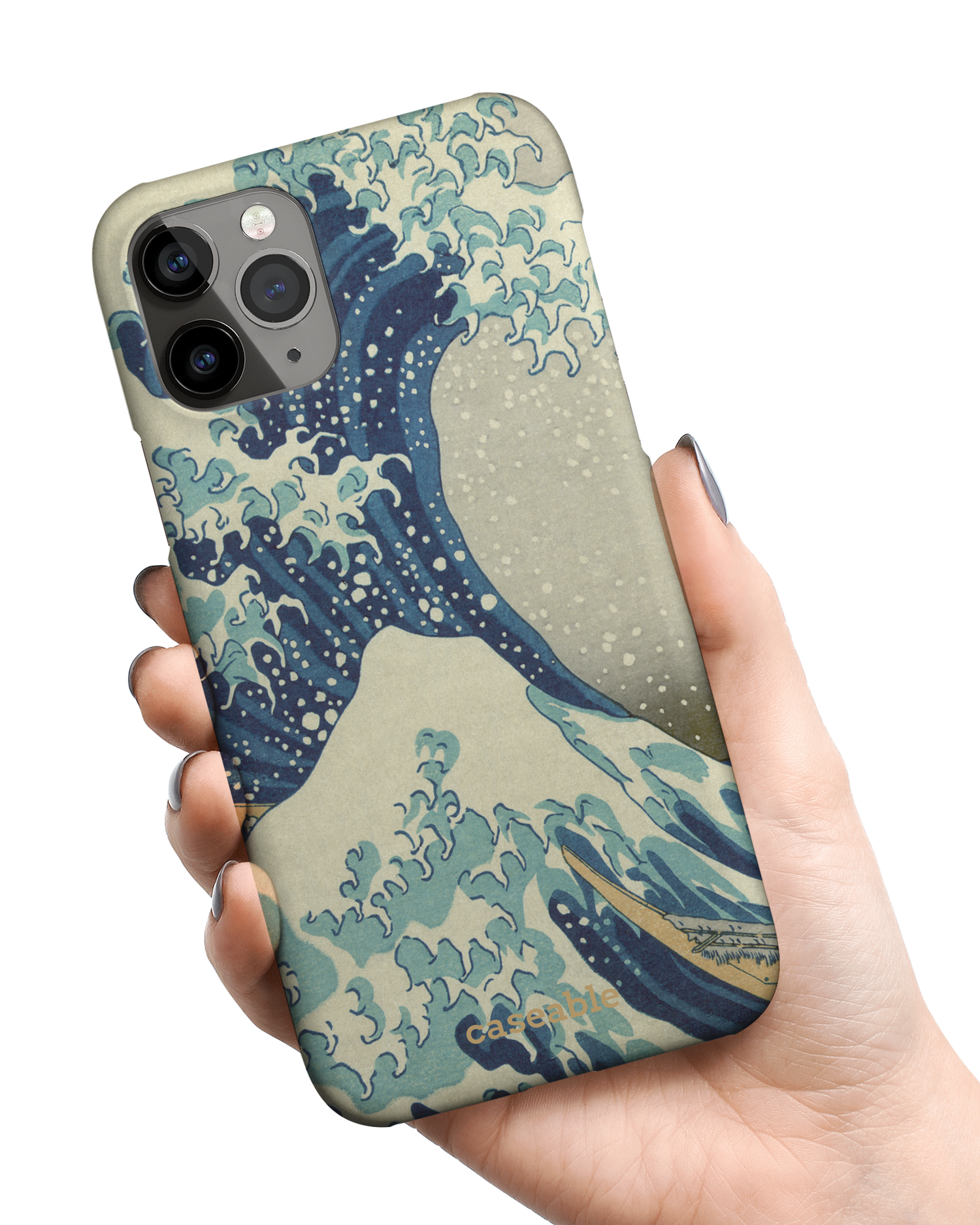 Great Wave Off Kanagawa By Hokusai Hardcase Handyhülle Apple iPhone 11 Pro Max in der Hand gehalten