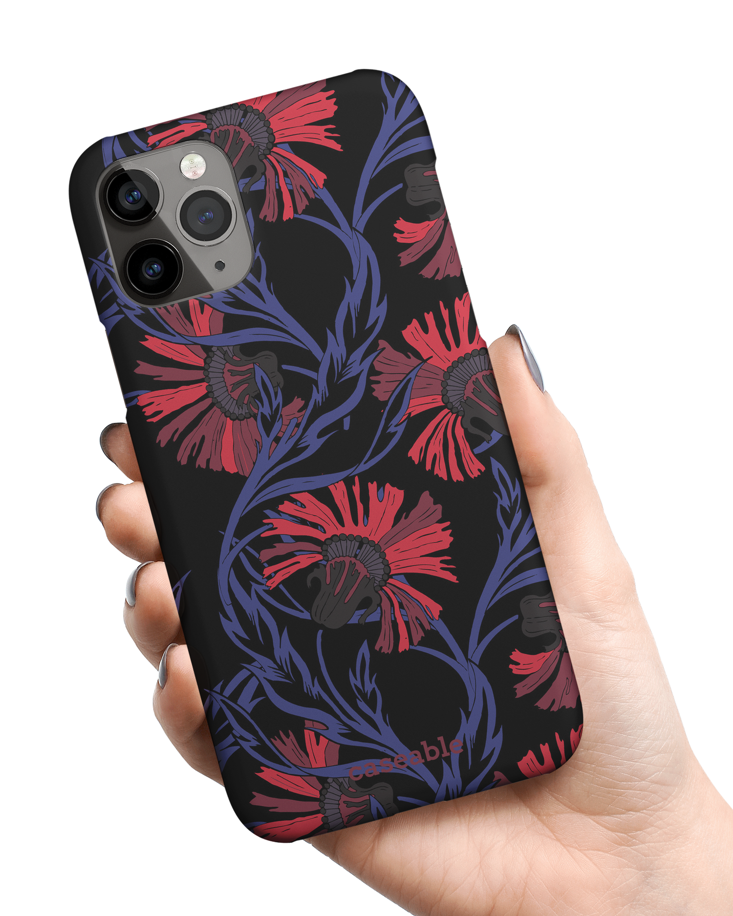 Midnight Floral Hardcase Handyhülle Apple iPhone 11 Pro Max in der Hand gehalten