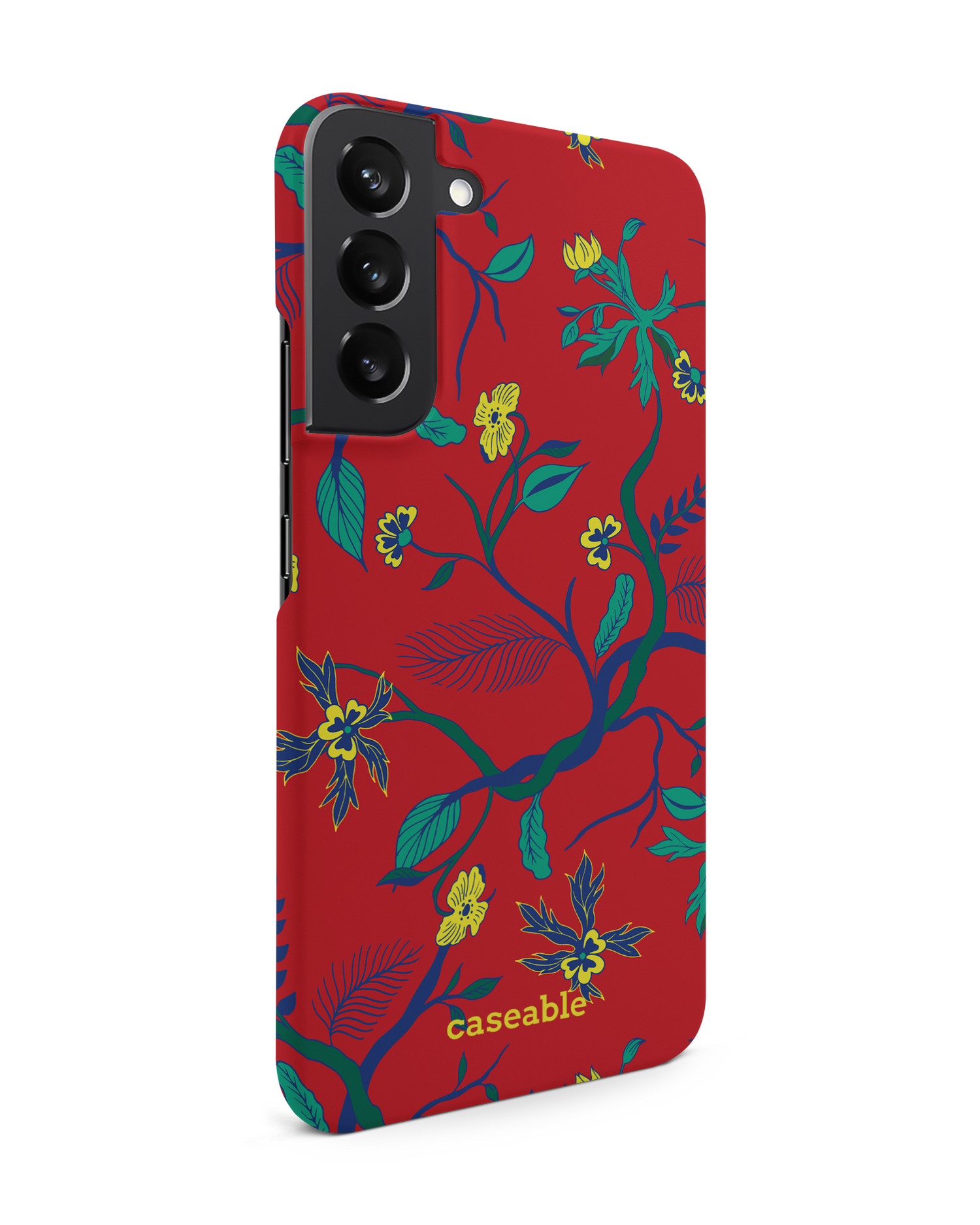 Ultra Red Floral Hardcase Handyhülle Samsung Galaxy S22 Plus 5G: Seitenansicht links