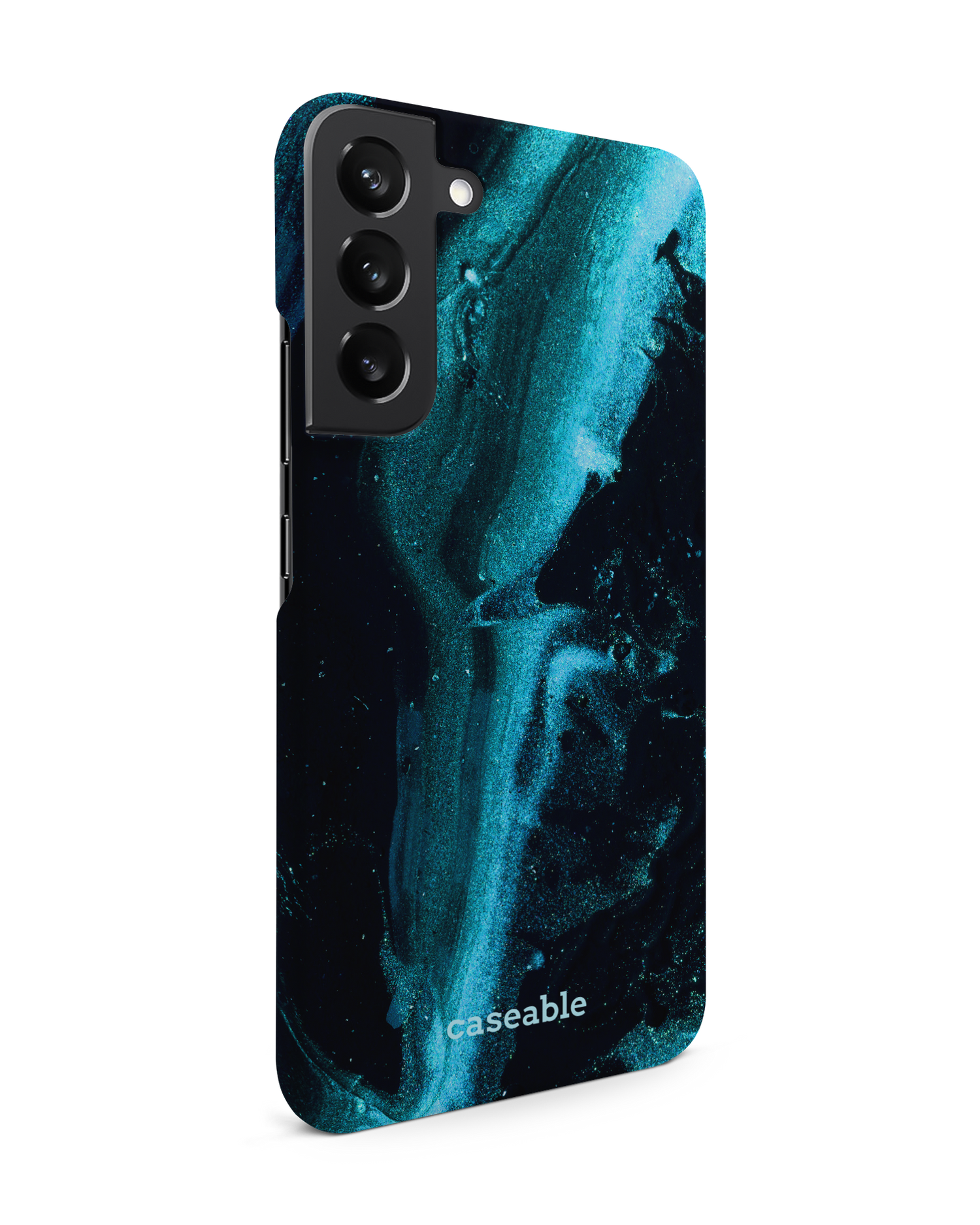 Deep Turquoise Sparkle Hardcase Handyhülle Samsung Galaxy S22 Plus 5G: Seitenansicht links