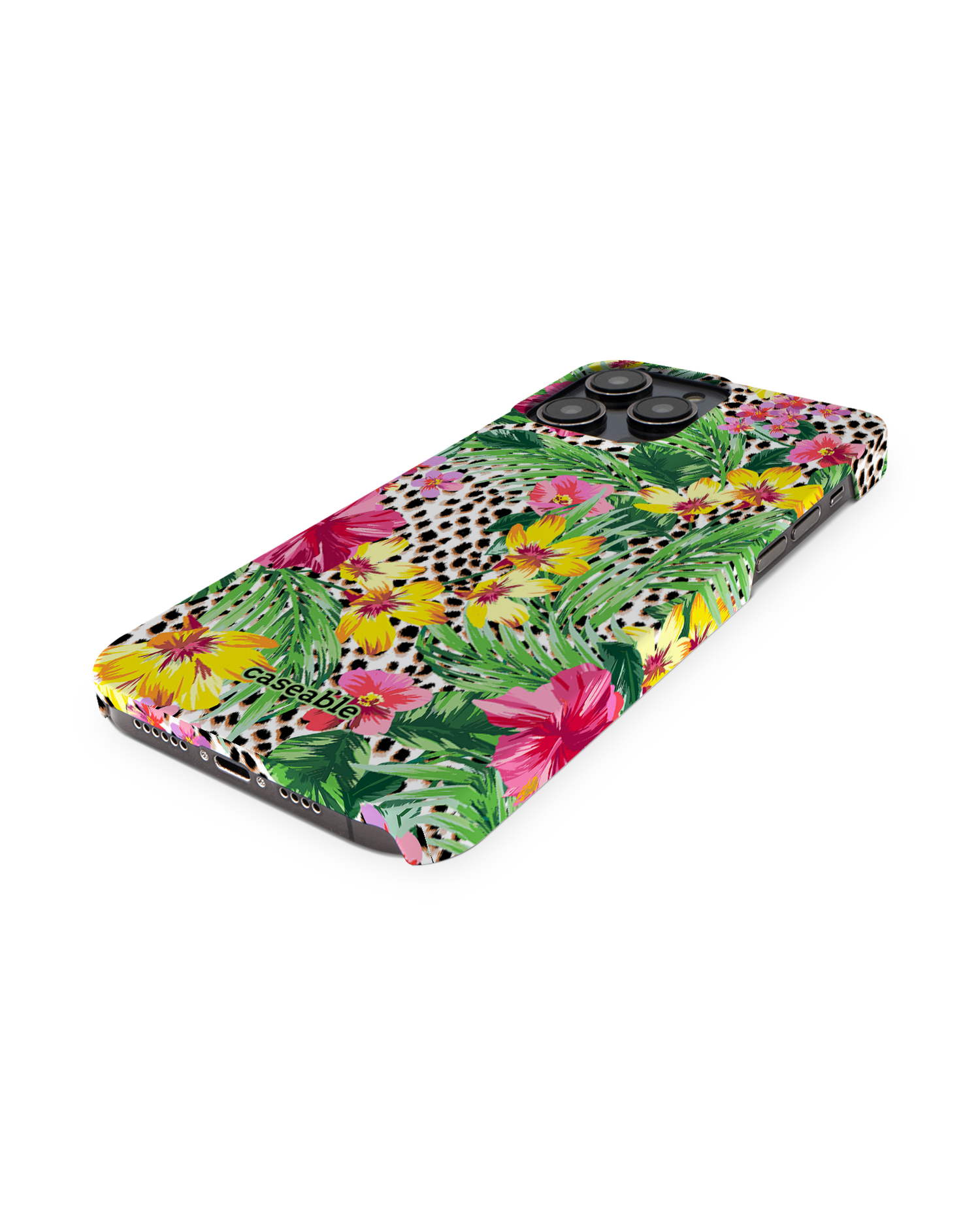 Tropical Cheetah Hardcase Handyhülle für Apple iPhone 14 Pro Max: Perspektivansicht