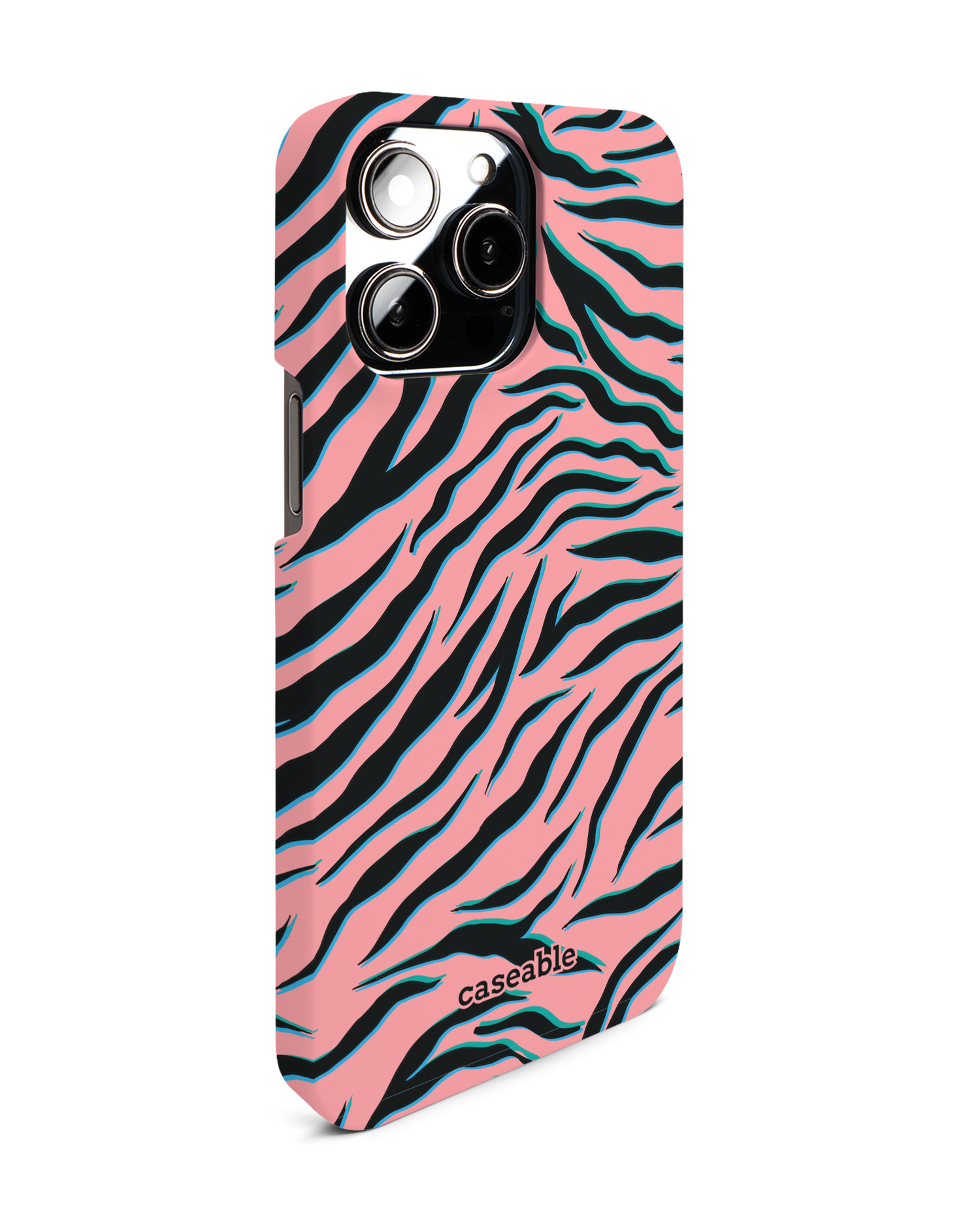Pink Zebra Hardcase Handyhülle für Apple iPhone 14 Pro Max: Seitenansicht links