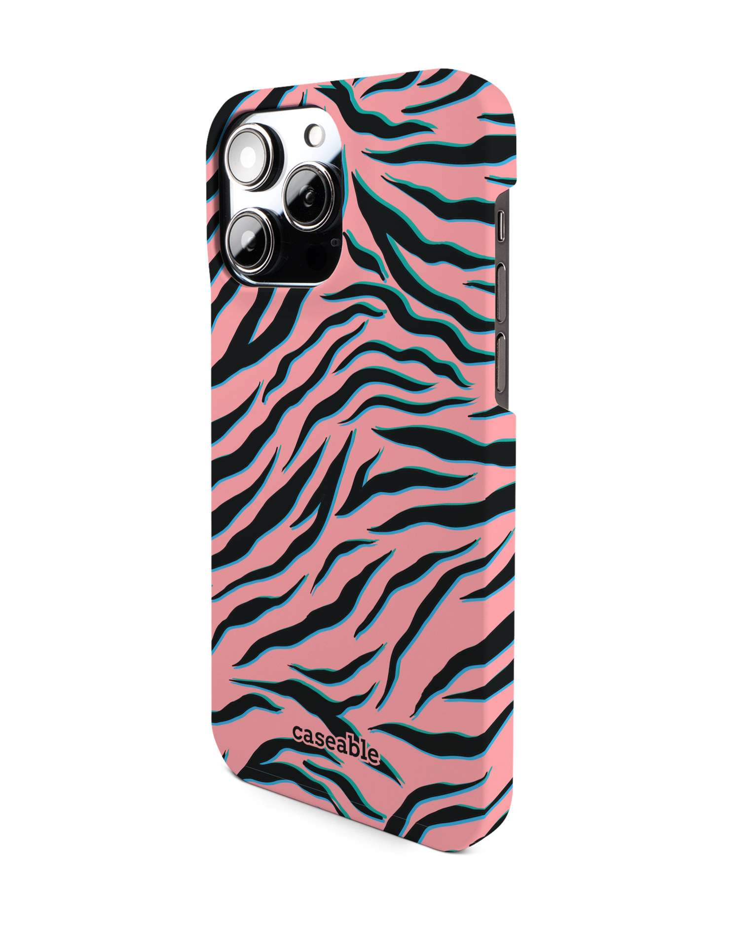 Pink Zebra Hardcase Handyhülle für Apple iPhone 14 Pro Max: Seitenansicht rechts