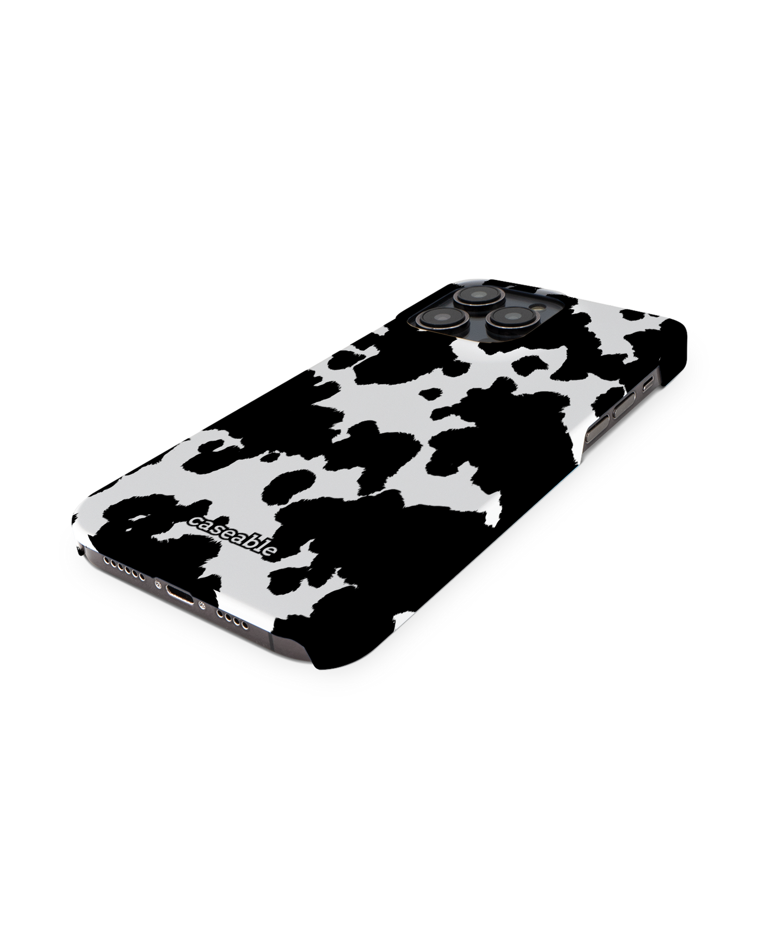 Cow Print Hardcase Handyhülle für Apple iPhone 14 Pro Max: Perspektivansicht