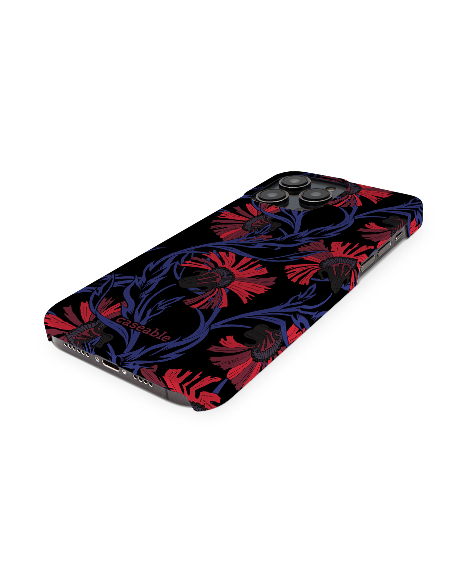 Midnight Floral Hardcase Handyhülle für Apple iPhone 14 Pro Max: Perspektivansicht