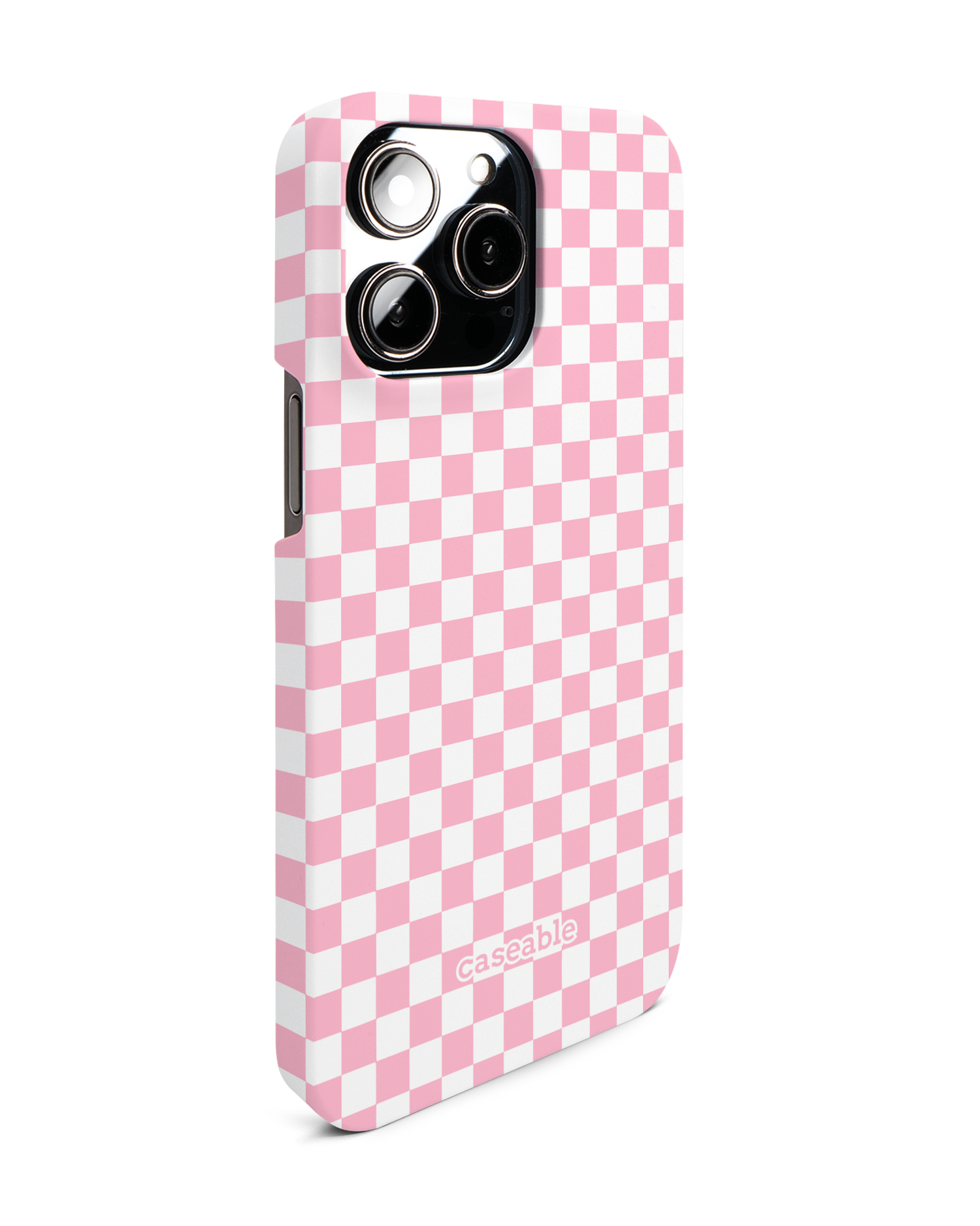 Pink Checkerboard Hardcase Handyhülle für Apple iPhone 14 Pro Max: Seitenansicht links