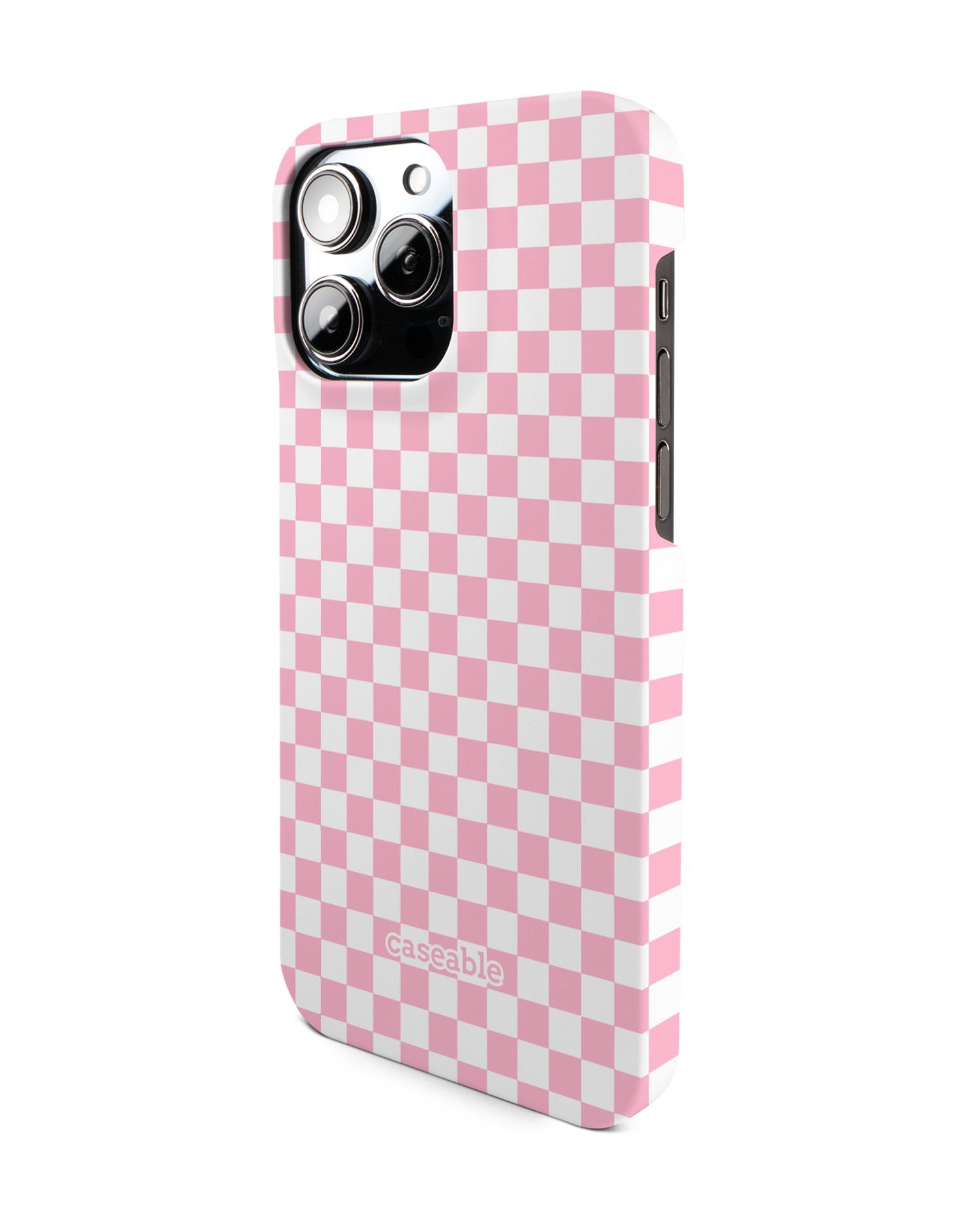 Pink Checkerboard Hardcase Handyhülle für Apple iPhone 14 Pro Max: Seitenansicht rechts
