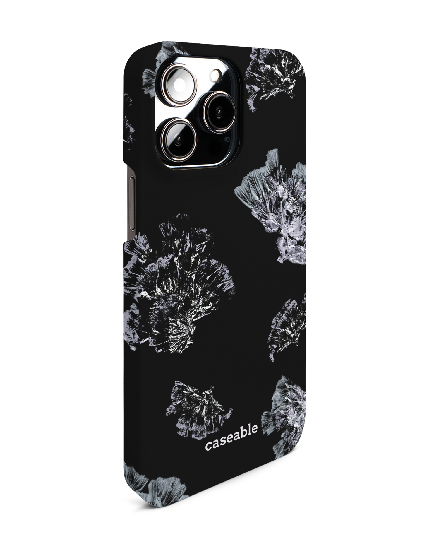 Silver Petals Hardcase Handyhülle für Apple iPhone 14 Pro Max: Seitenansicht links