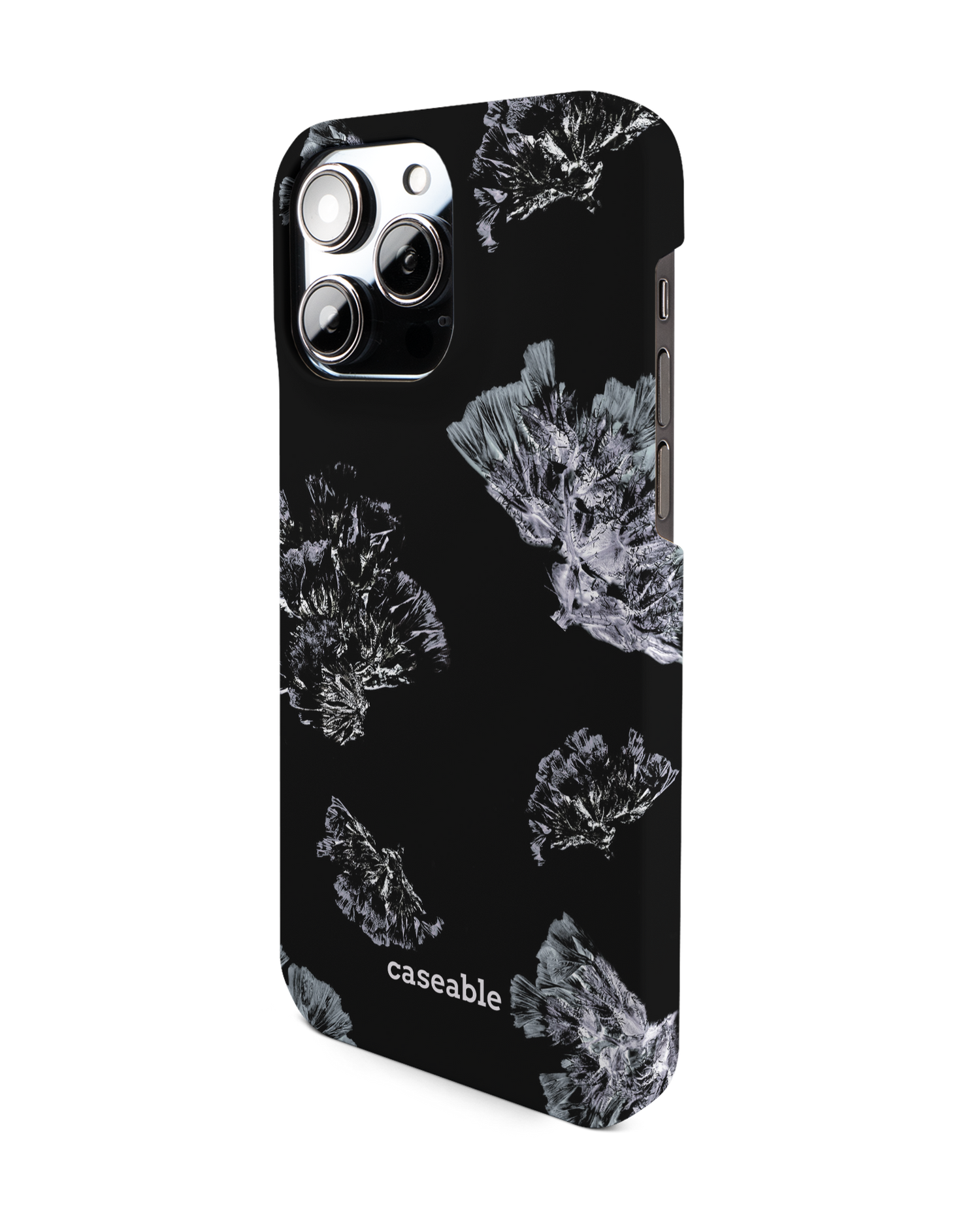 Silver Petals Hardcase Handyhülle für Apple iPhone 14 Pro Max: Seitenansicht rechts