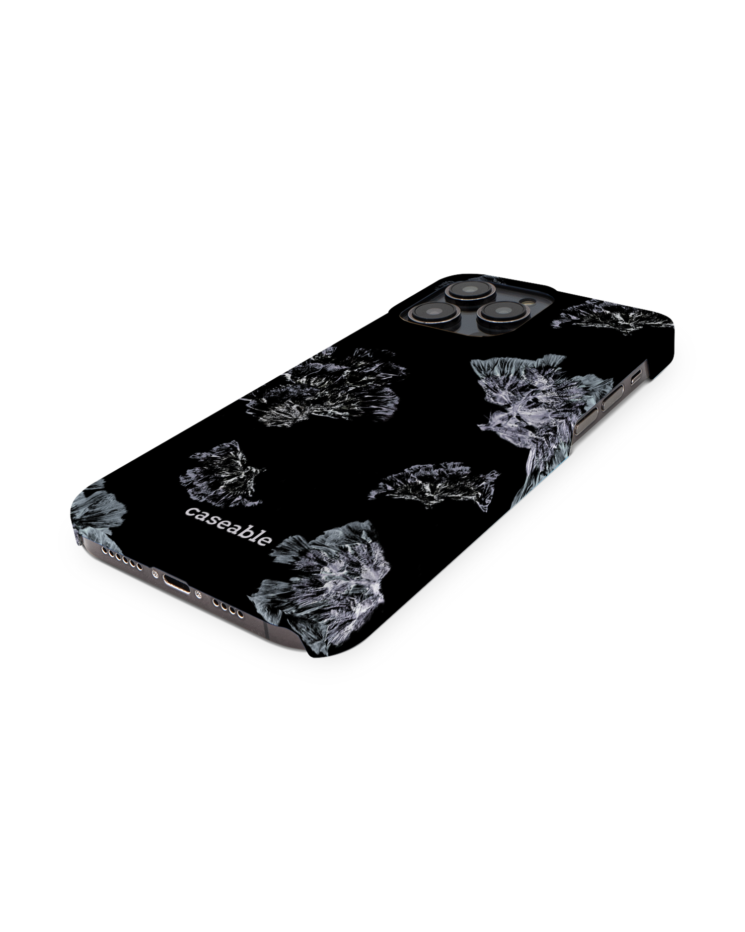 Silver Petals Hardcase Handyhülle für Apple iPhone 14 Pro Max: Perspektivansicht