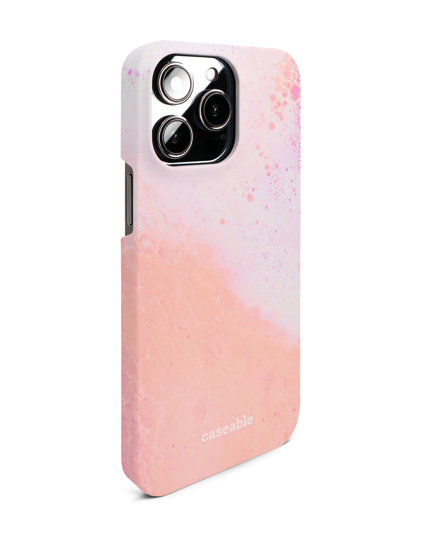 Peaches & Cream Marble Hardcase Handyhülle für Apple iPhone 14 Pro Max: Seitenansicht links
