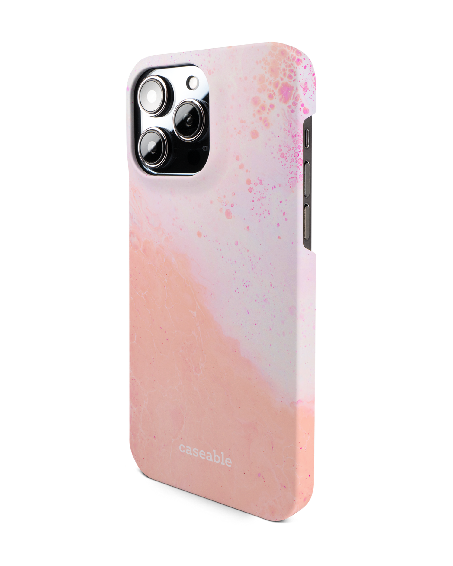 Peaches & Cream Marble Hardcase Handyhülle für Apple iPhone 14 Pro Max: Seitenansicht rechts