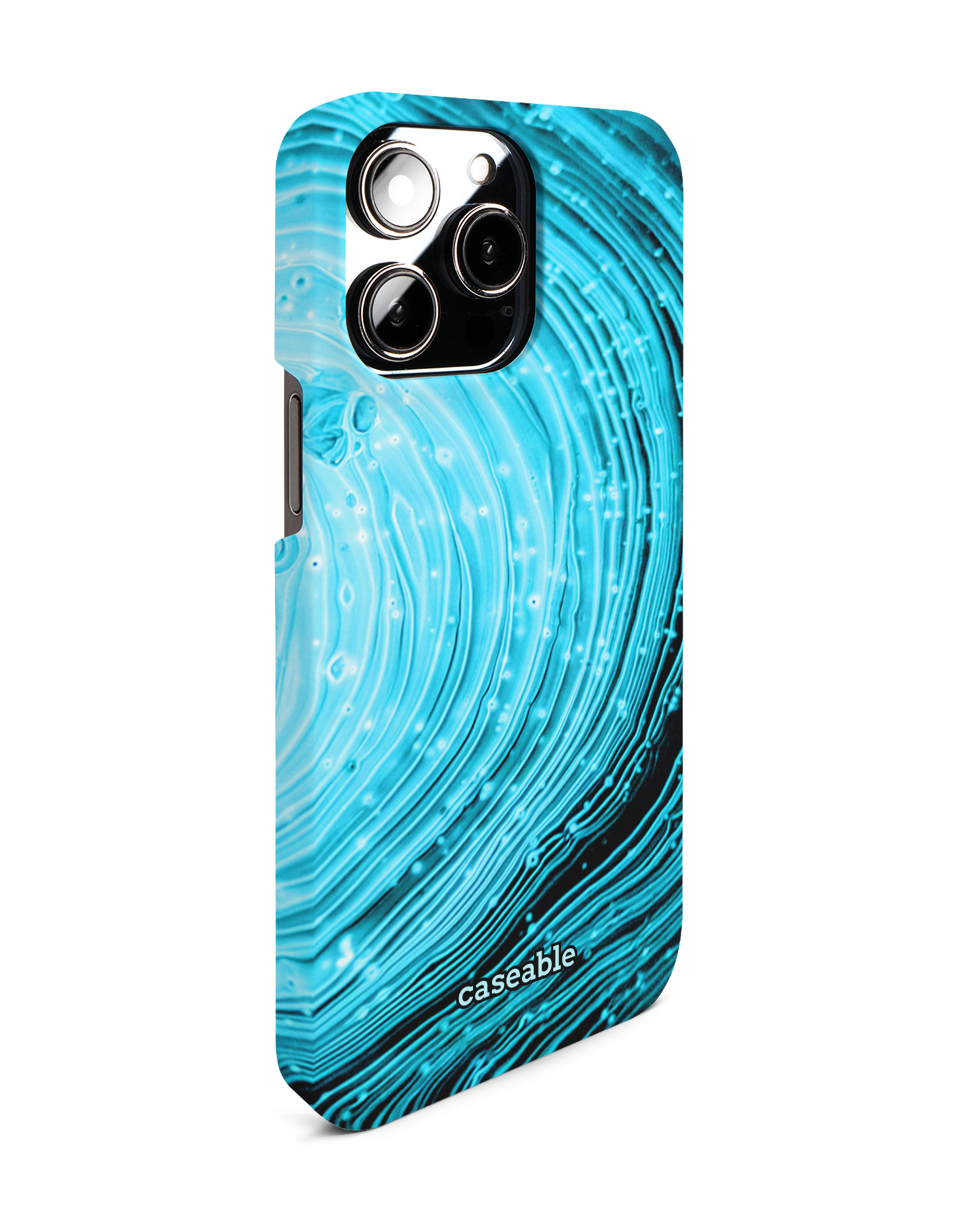 Turquoise Ripples Hardcase Handyhülle für Apple iPhone 14 Pro Max: Seitenansicht links