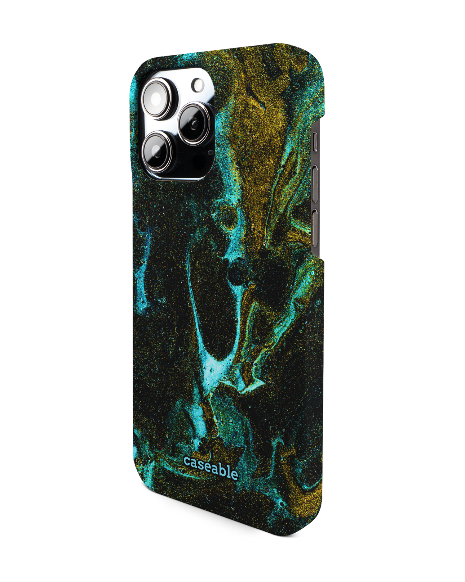 Mint Gold Marble Sparkle Hardcase Handyhülle für Apple iPhone 14 Pro Max: Seitenansicht rechts