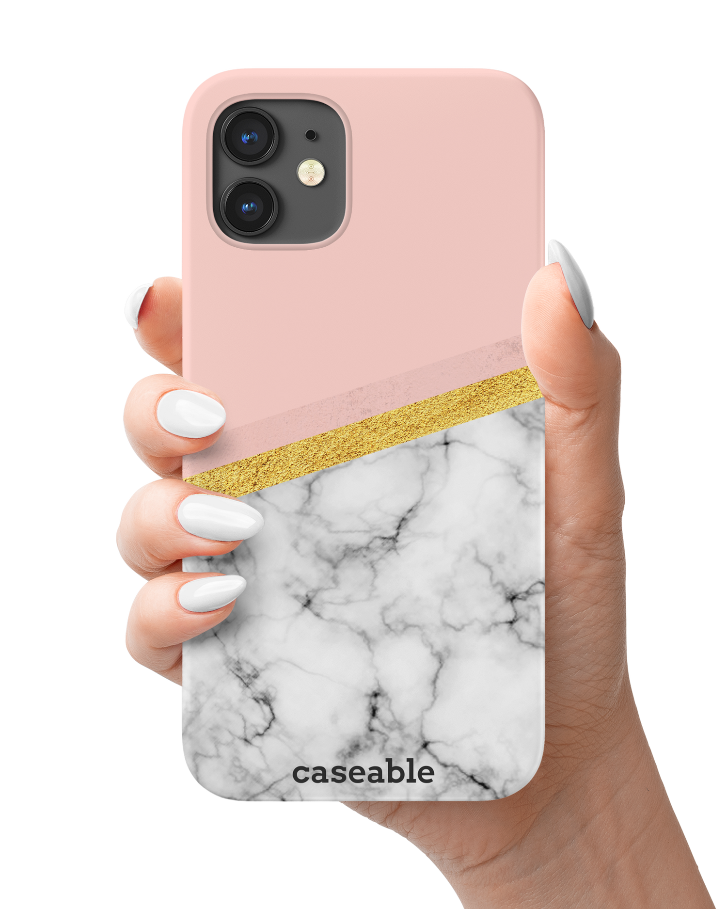 Marble Slice Hardcase Handyhülle Apple iPhone 12 mini in der Hand gehalten