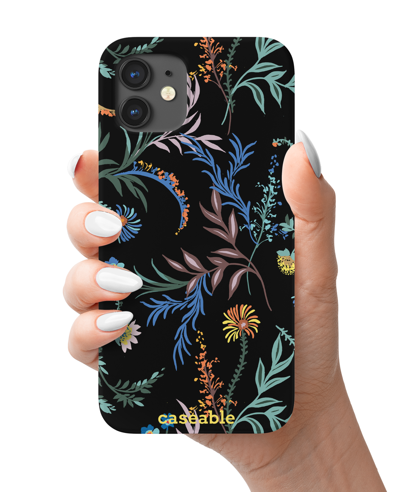Woodland Spring Floral Hardcase Handyhülle Apple iPhone 12 mini in der Hand gehalten