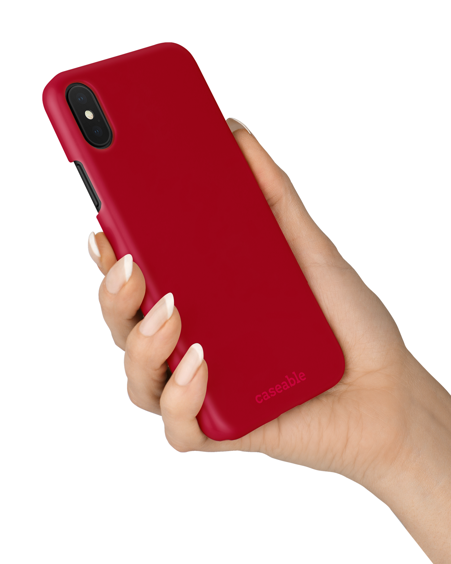 RED Hardcase Handyhülle Apple iPhone X, Apple iPhone XS in der Hand gehalten