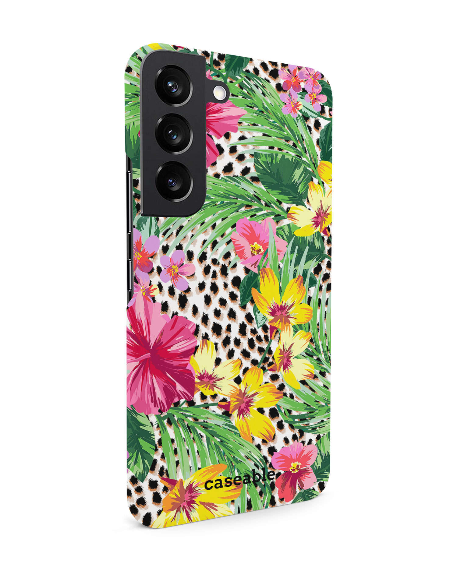 Tropical Cheetah Hardcase Handyhülle Samsung Galaxy S22 5G: Seitenansicht links