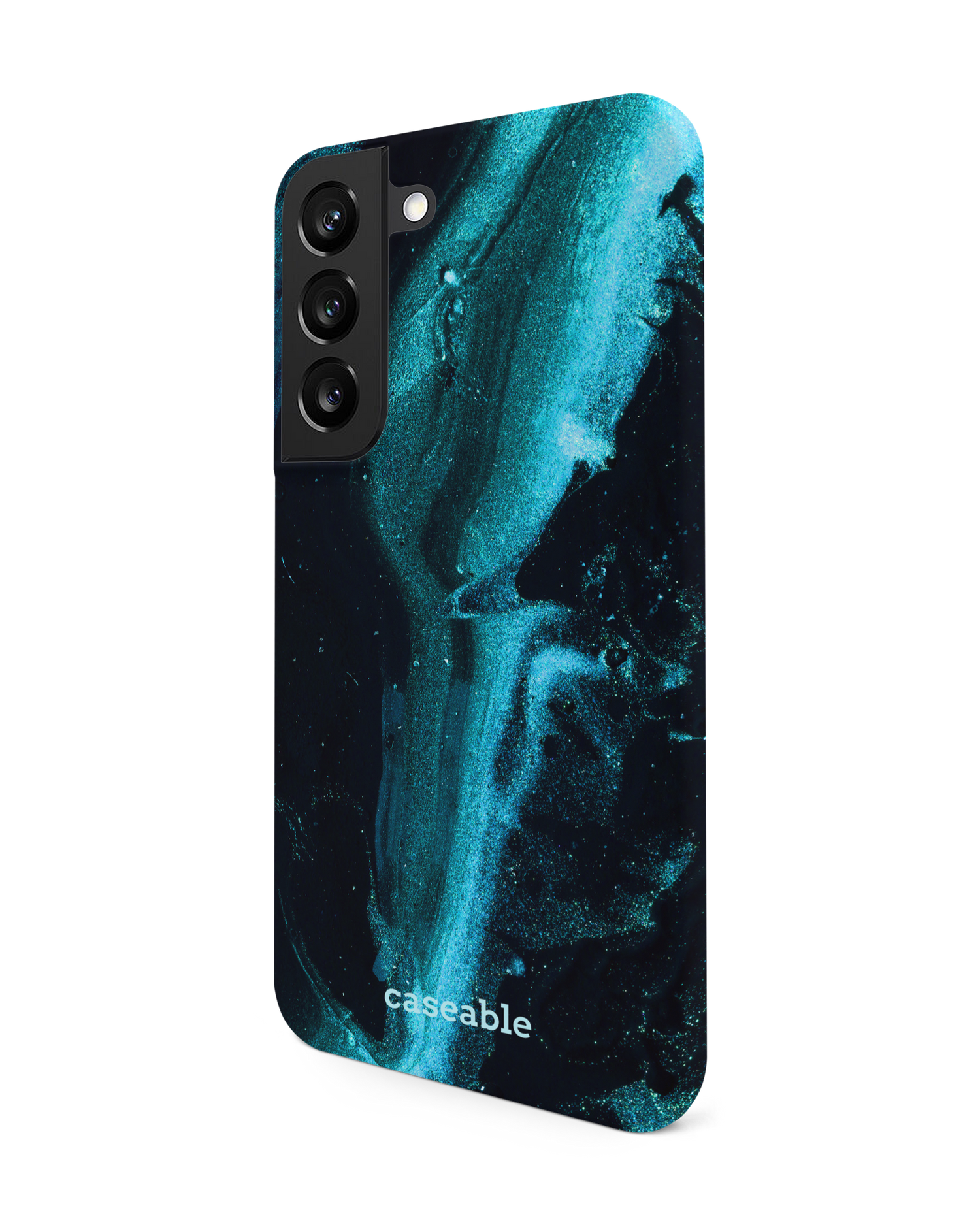Deep Turquoise Sparkle Hardcase Handyhülle Samsung Galaxy S22 5G: Seitenansicht rechts
