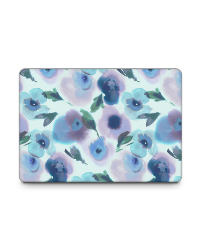 Watercolour Flowers Blue Laptop Aufkleber für 13 Zoll Apple MacBooks: Frontansicht