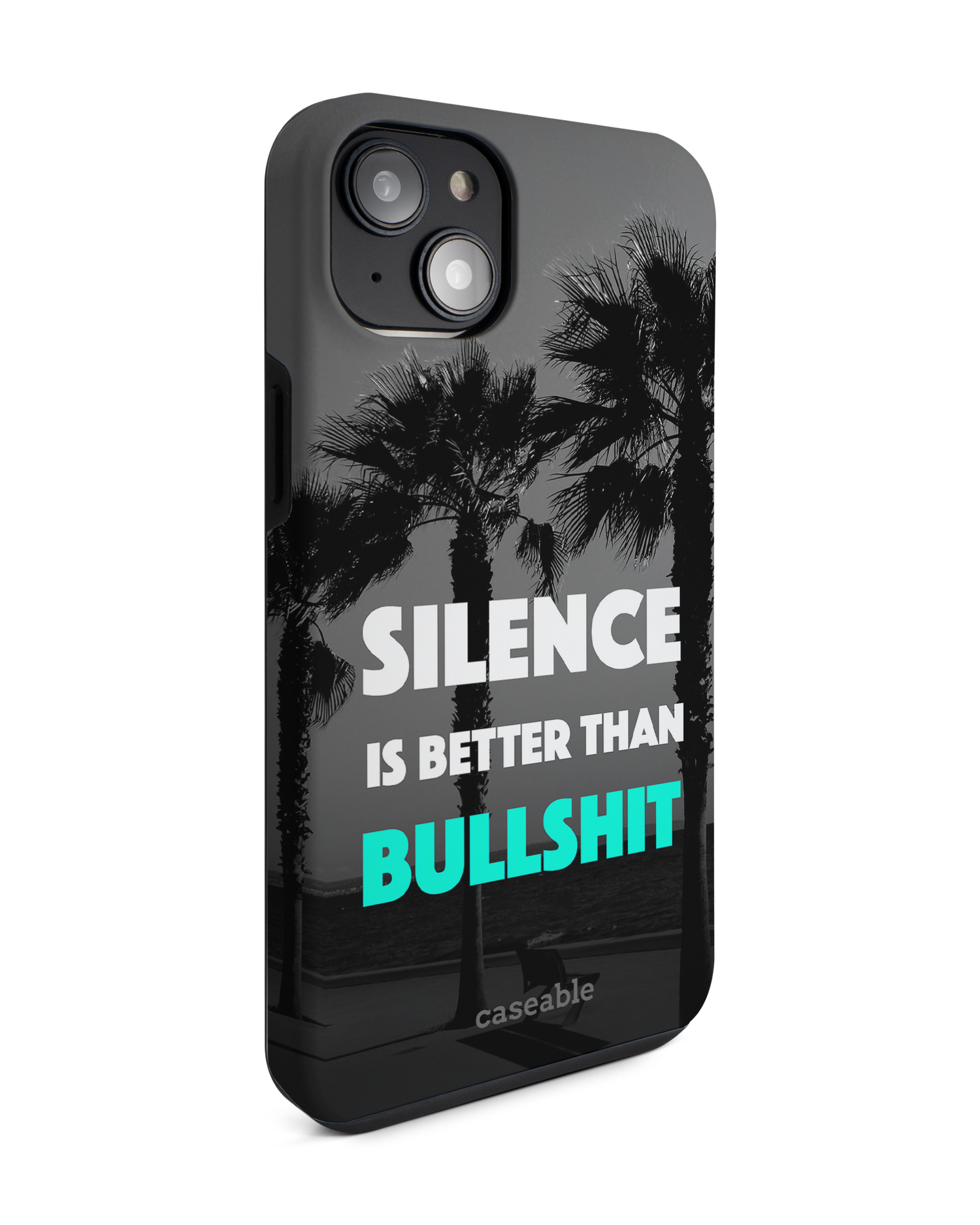 Silence is Better Premium Handyhülle für Apple iPhone 14 Plus: Seitenansicht links