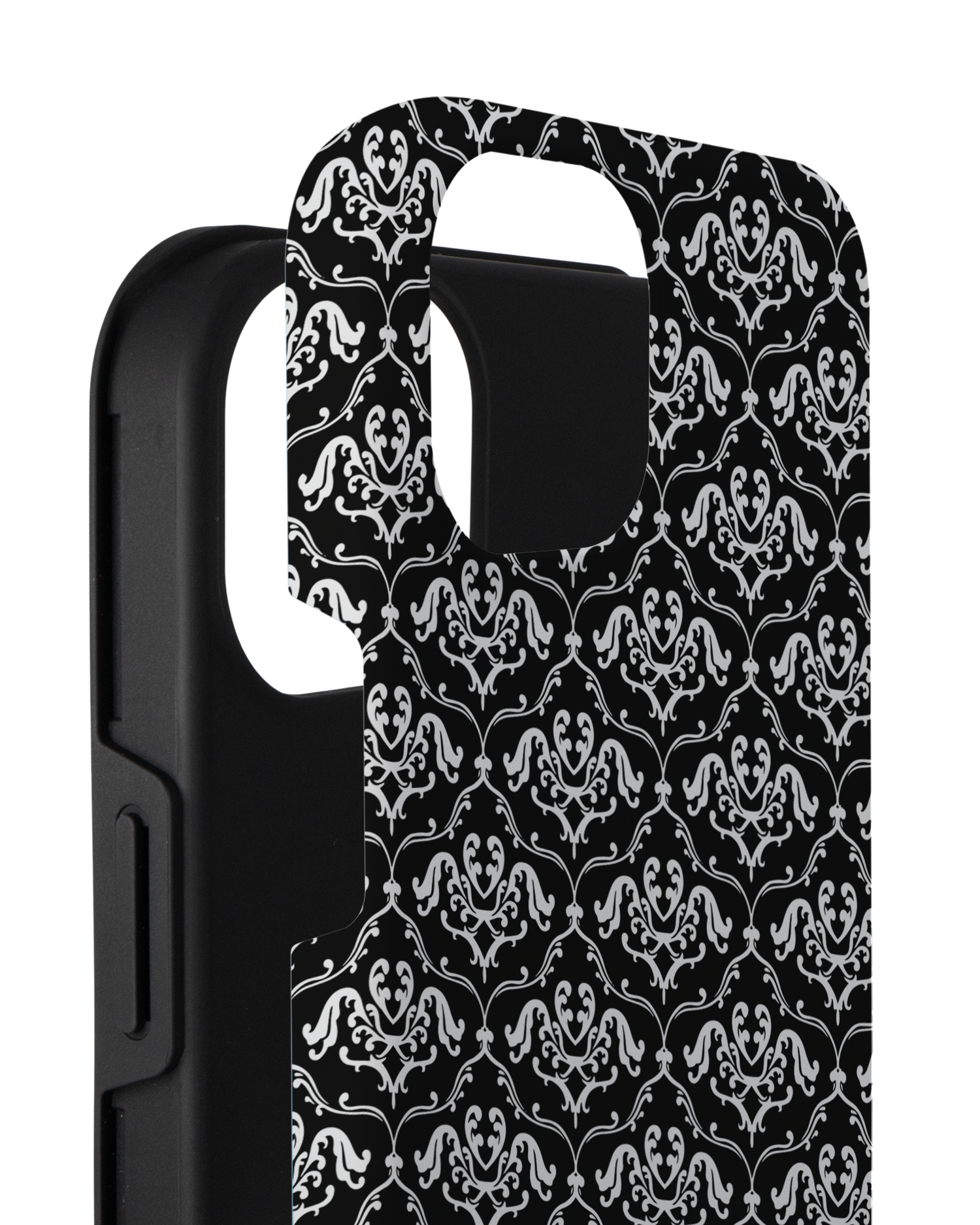 Black French Lillies Premium Handyhülle für Apple iPhone 14 Plus besteht aus 2 Teilen