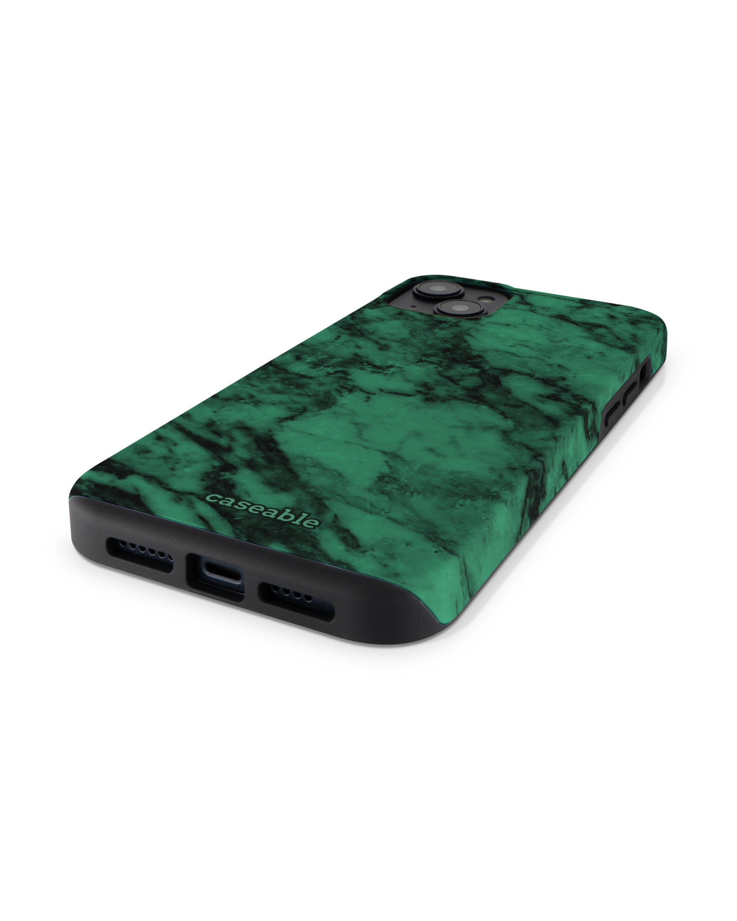 Green Marble Premium Handyhülle für Apple iPhone 14 Plus: Smartphone liegend