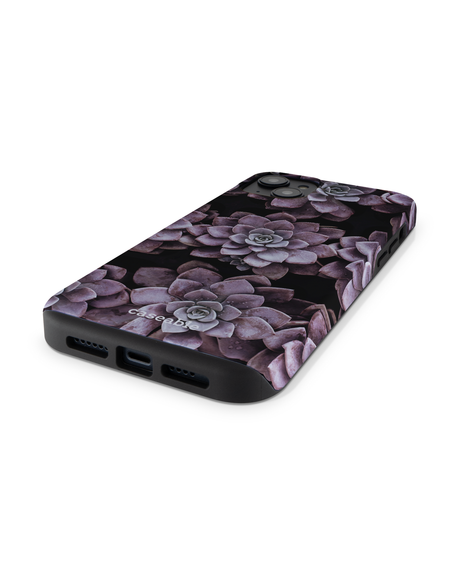Purple Succulents Premium Handyhülle für Apple iPhone 14 Plus: Smartphone liegend
