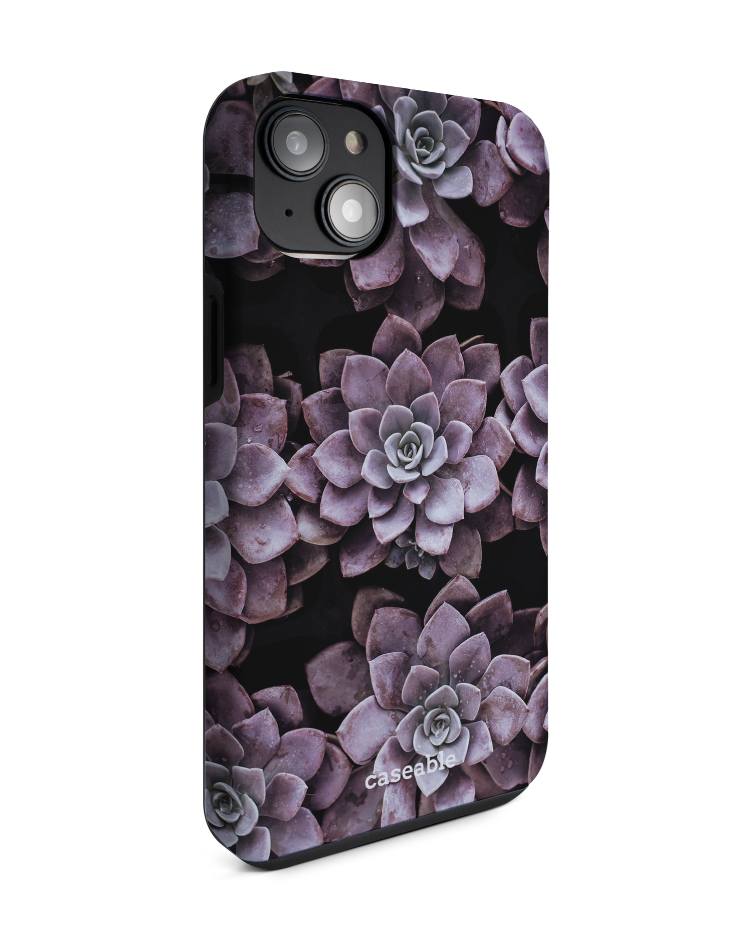 Purple Succulents Premium Handyhülle für Apple iPhone 14 Plus: Seitenansicht links