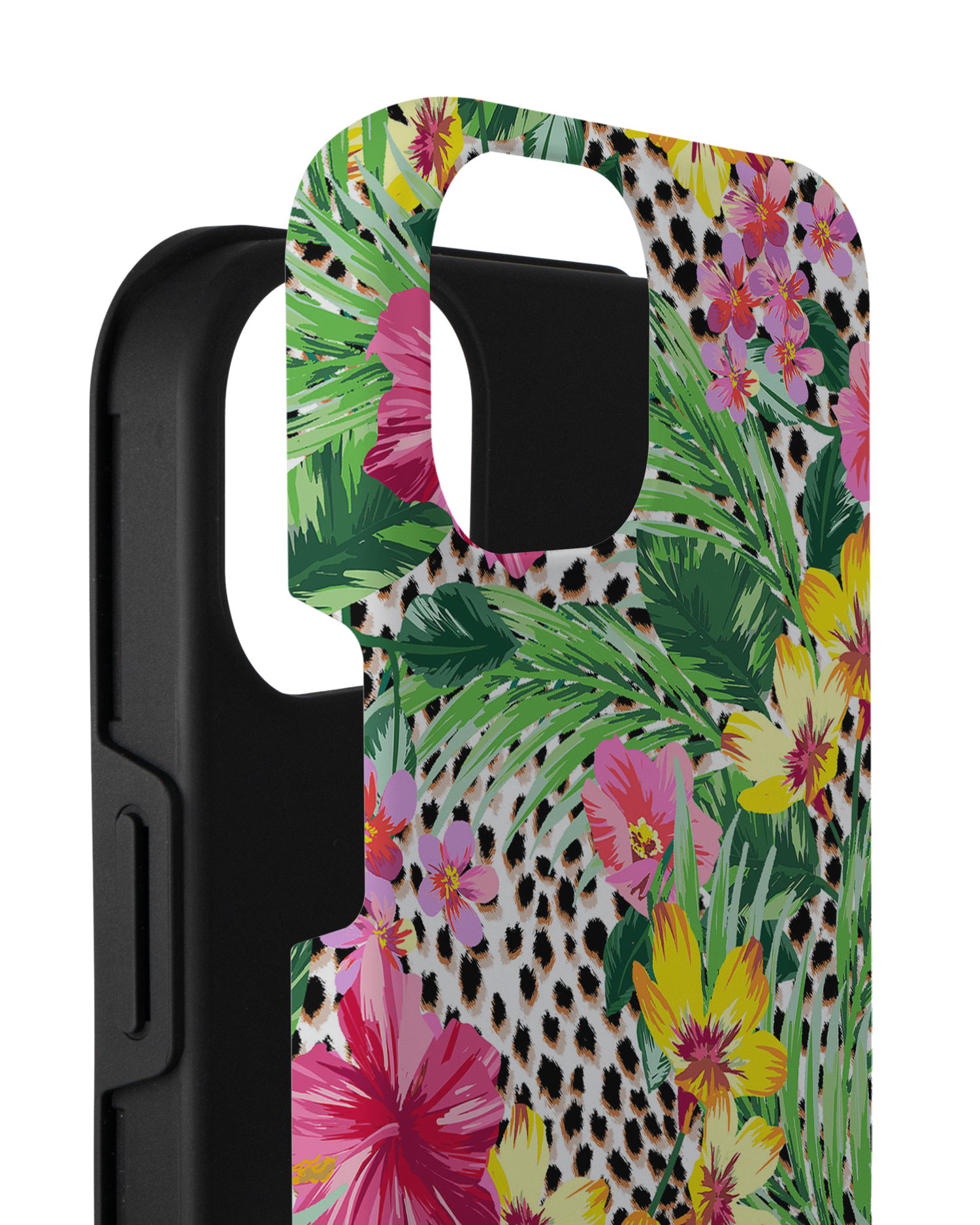 Tropical Cheetah Premium Handyhülle für Apple iPhone 14 Plus besteht aus 2 Teilen