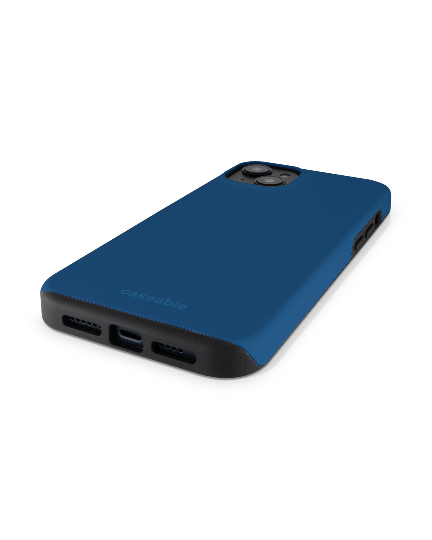 CLASSIC BLUE Premium Handyhülle für Apple iPhone 14 Plus: Smartphone liegend