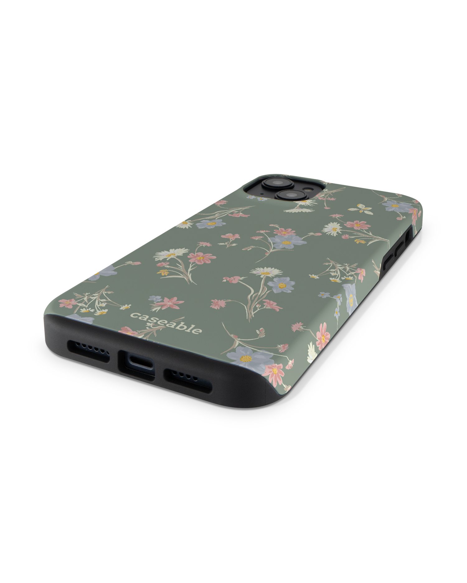 Wild Flower Sprigs Premium Handyhülle für Apple iPhone 14 Plus: Smartphone liegend