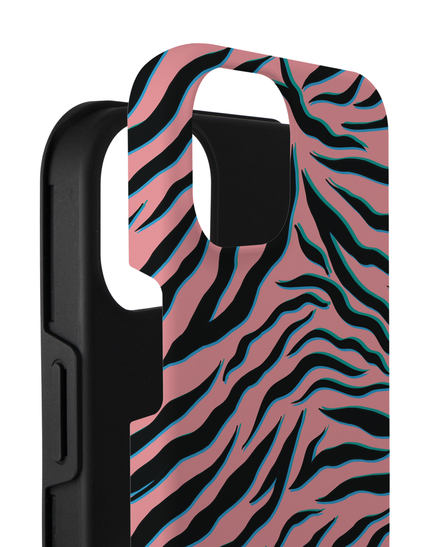 Pink Zebra Premium Handyhülle für Apple iPhone 14 Plus besteht aus 2 Teilen