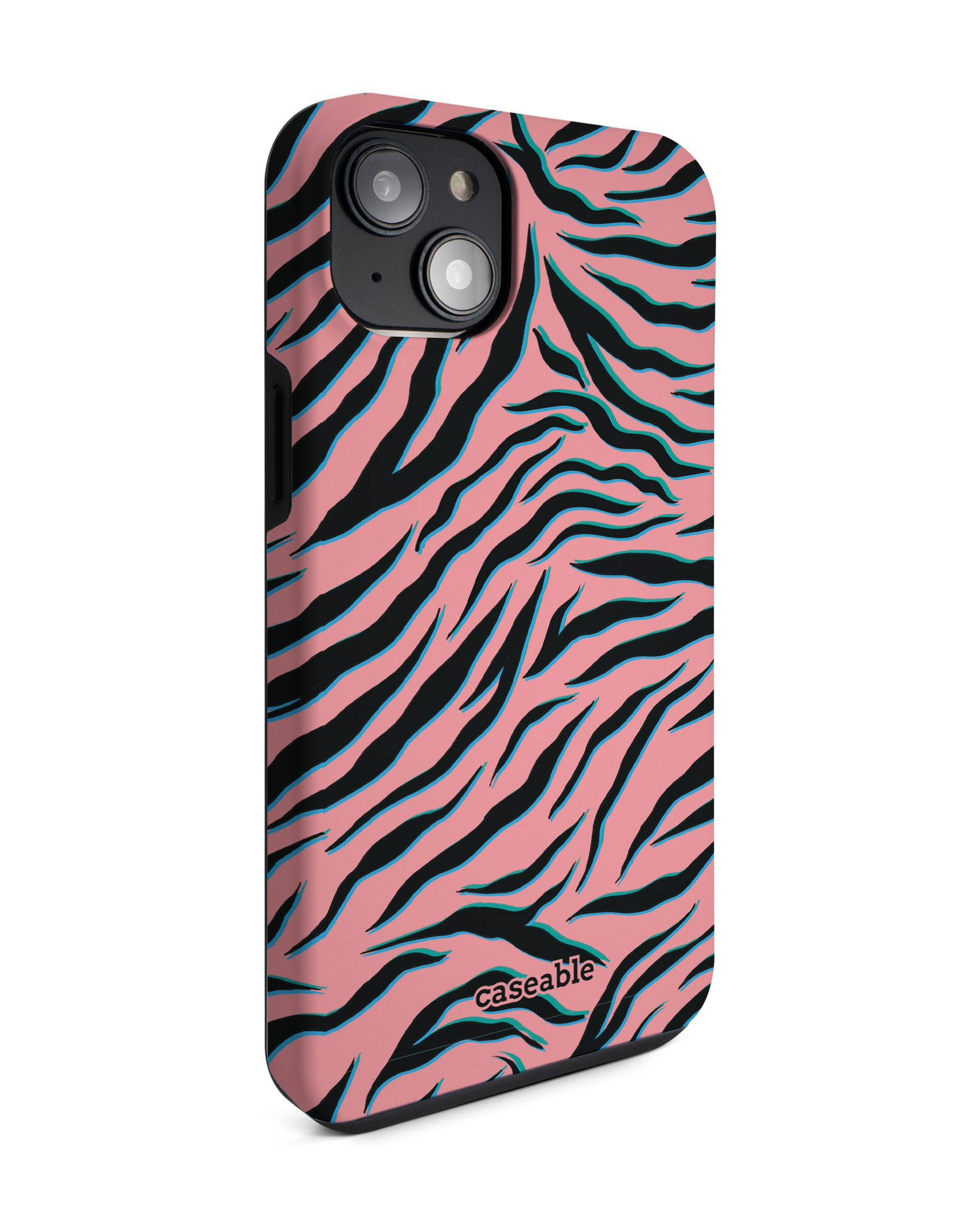 Pink Zebra Premium Handyhülle für Apple iPhone 14 Plus: Seitenansicht links