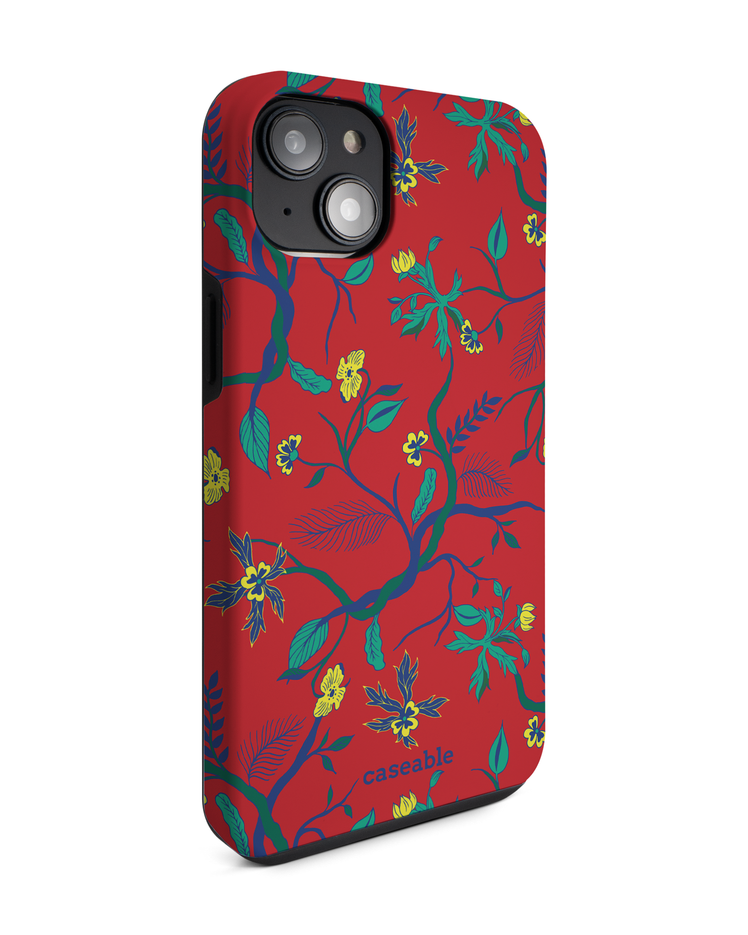 Ultra Red Floral Premium Handyhülle für Apple iPhone 14 Plus: Seitenansicht links