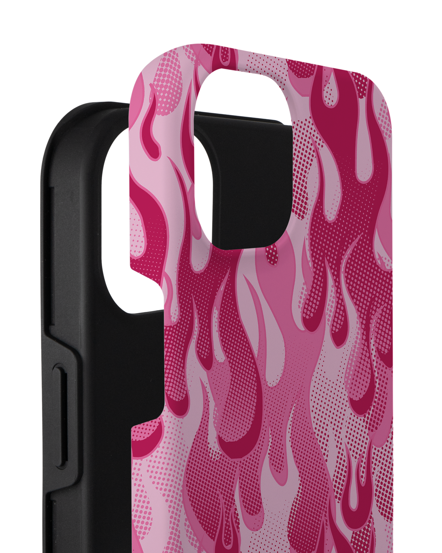Pink Flames Premium Handyhülle für Apple iPhone 14 Plus besteht aus 2 Teilen