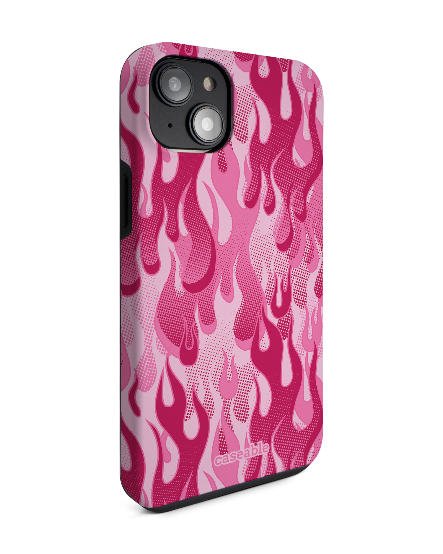 Pink Flames Premium Handyhülle für Apple iPhone 14 Plus: Seitenansicht links