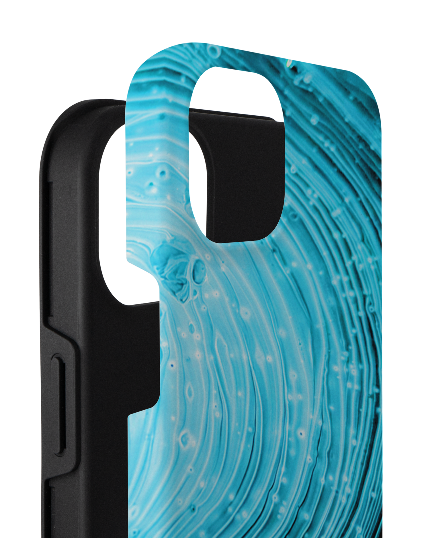 Turquoise Ripples Premium Handyhülle für Apple iPhone 14 Plus besteht aus 2 Teilen