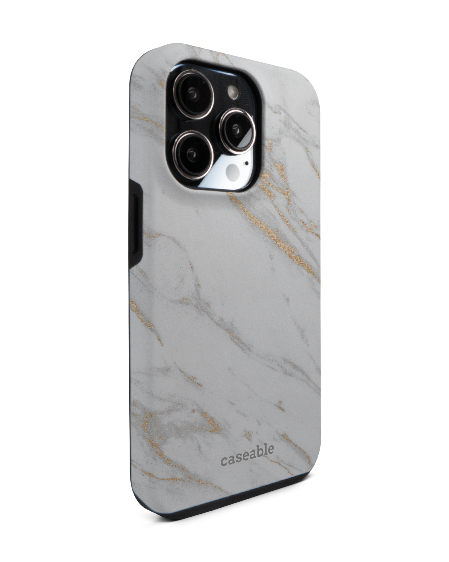 Gold Marble Elegance Premium Handyhülle für Apple iPhone 14 Pro: Seitenansicht links