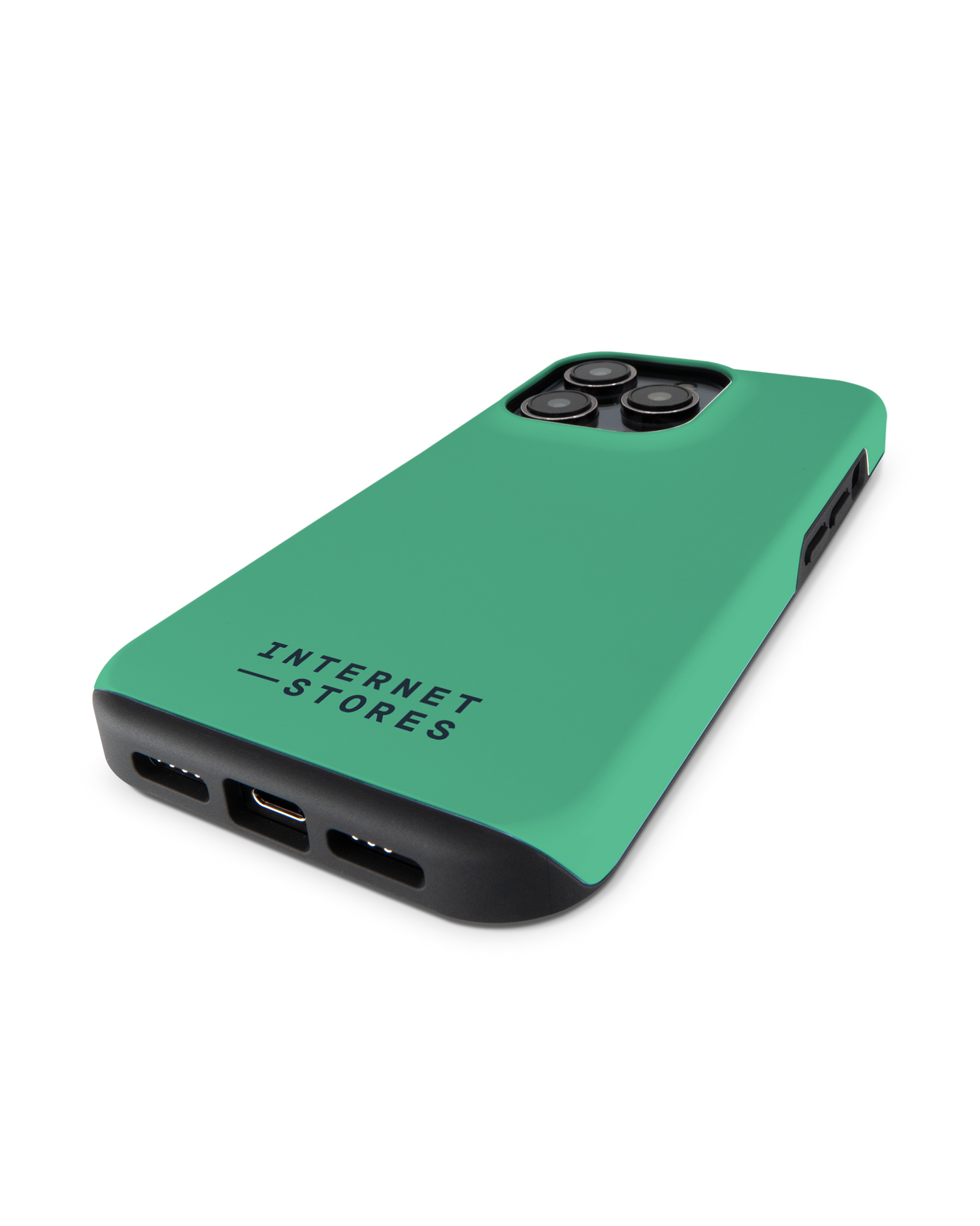 ISG Neon Green Premium Handyhülle für Apple iPhone 14 Pro: Smartphone liegend